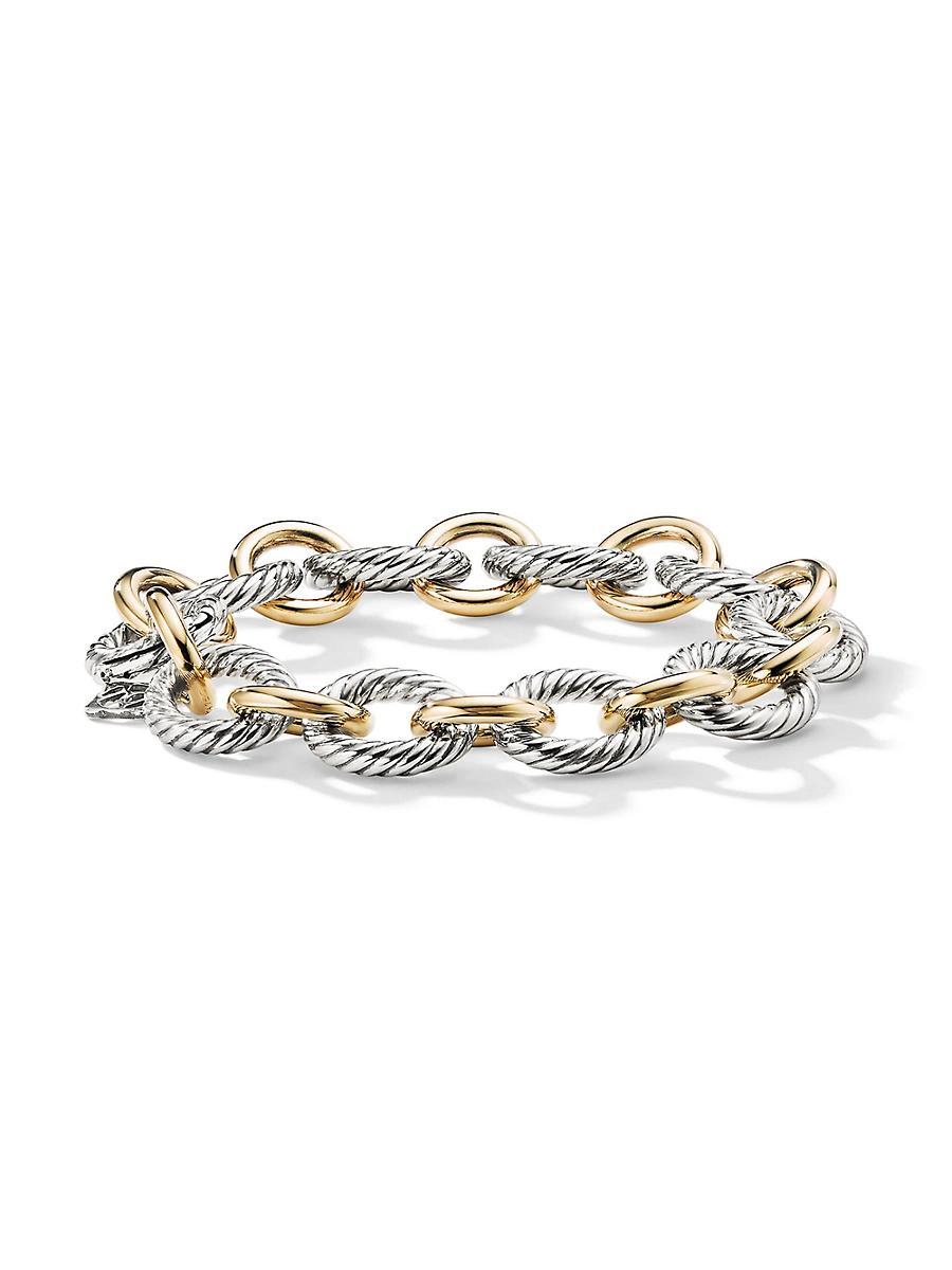 Womens Oval Link Chain Bracelet With 18K Yellow Gold Product Image