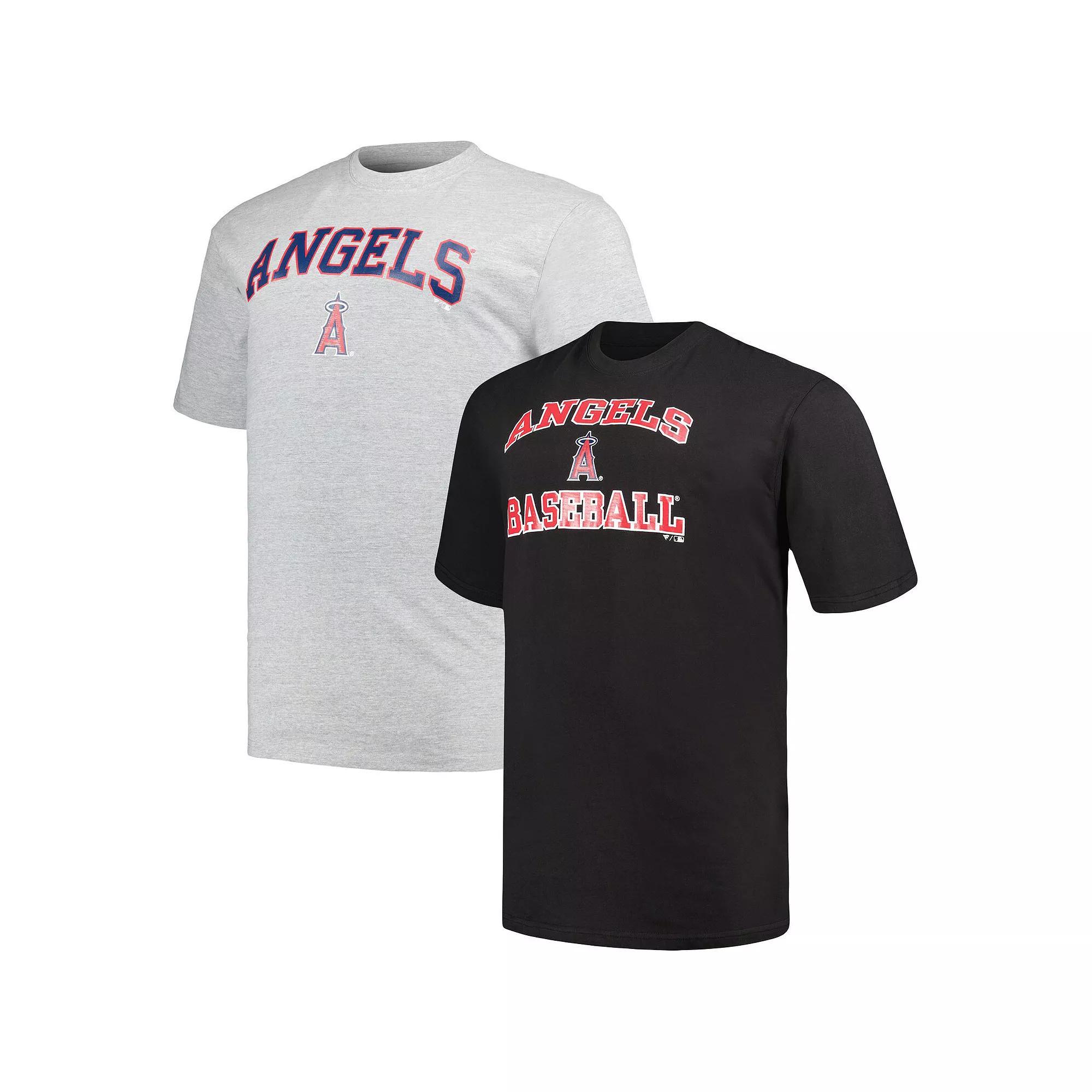 Men's Profile Black/Heather Gray Los Angeles Angels Big & Tall T-Shirt Combo Pack, Size: 3XB Product Image