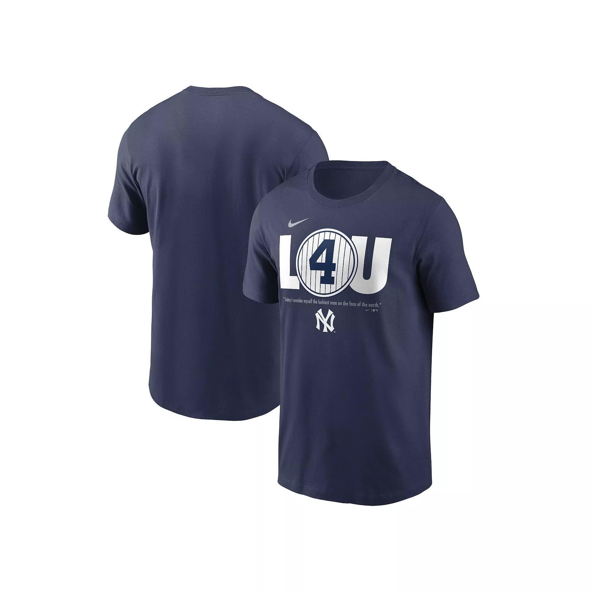 Men's Nike Lou Gehrig Navy New York Yankees Cooperstown Collection Lou Gehrig Day Retired Number T-Shirt, Size: Small, Blue Product Image