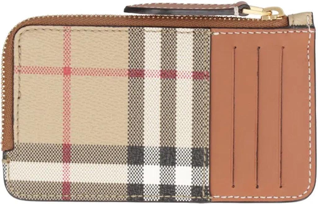 BURBERRY Checked Motif Card Holder In Beige Product Image