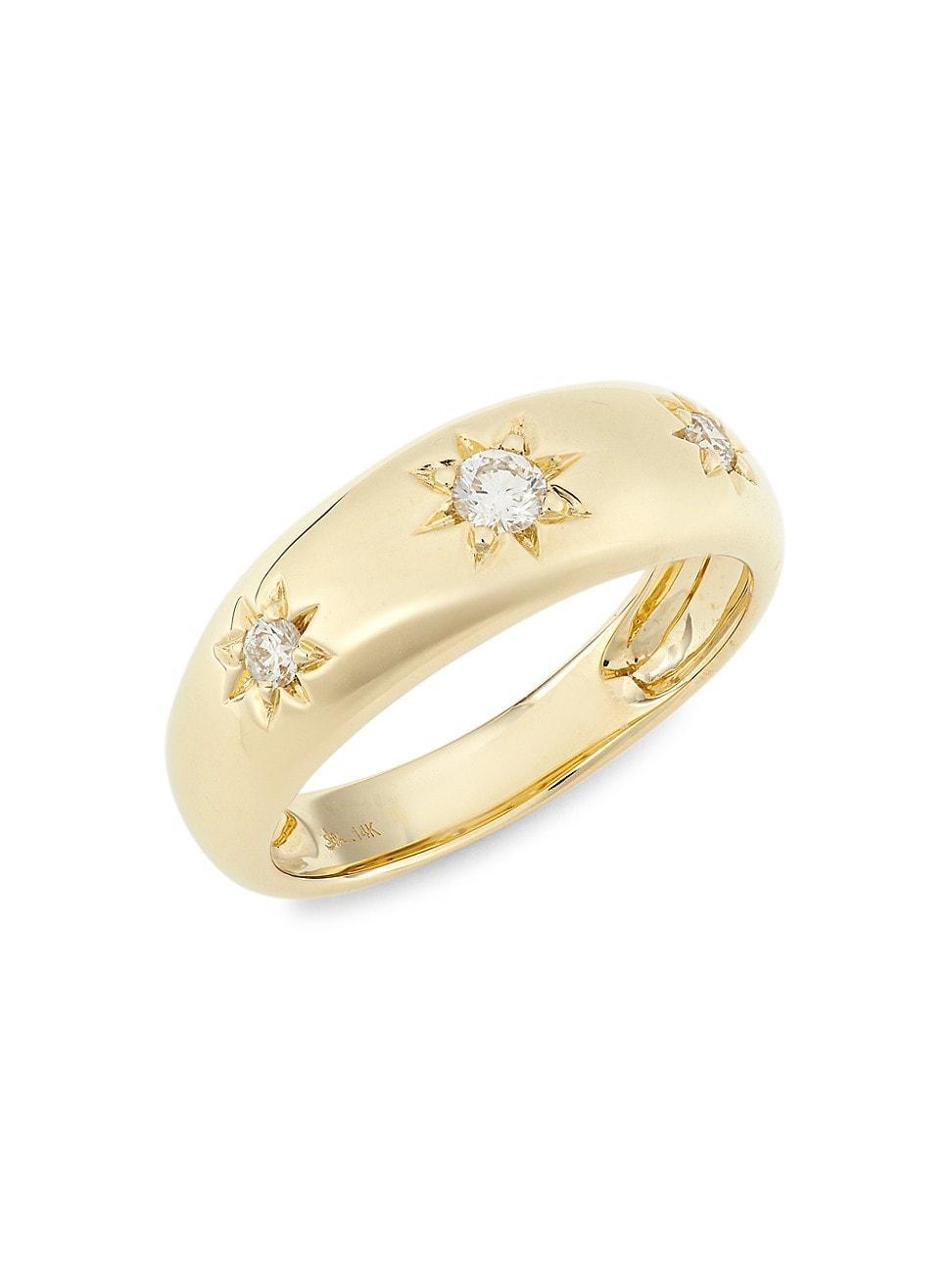 Womens 14K Yellow Gold & 0.23 TCW Diamond Star Band Product Image