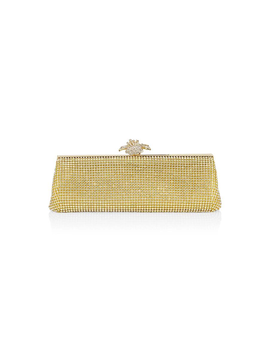 Womens Flower Crystal Mesh Clutch Product Image