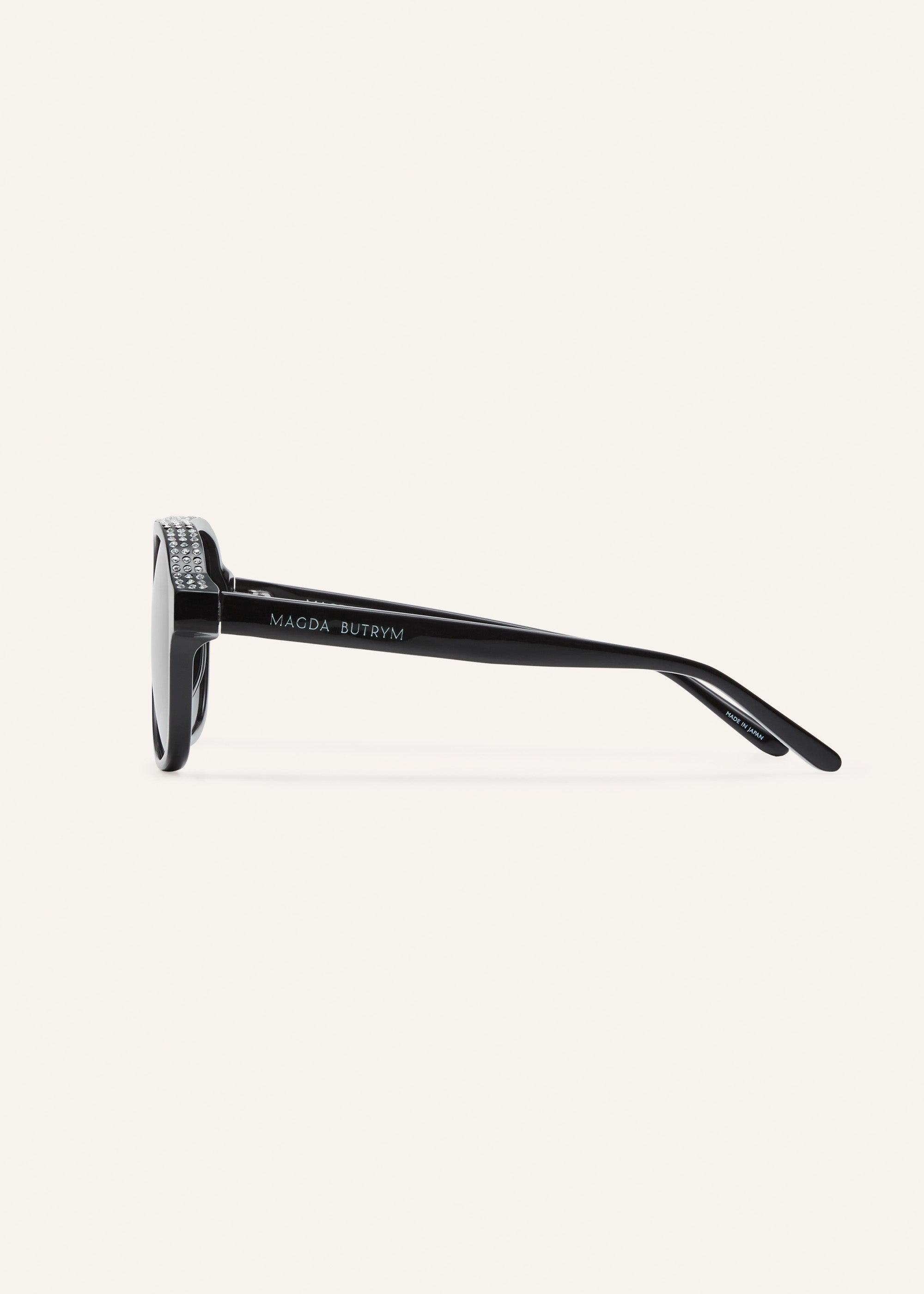 Aviator sunglasses in black crystals Product Image