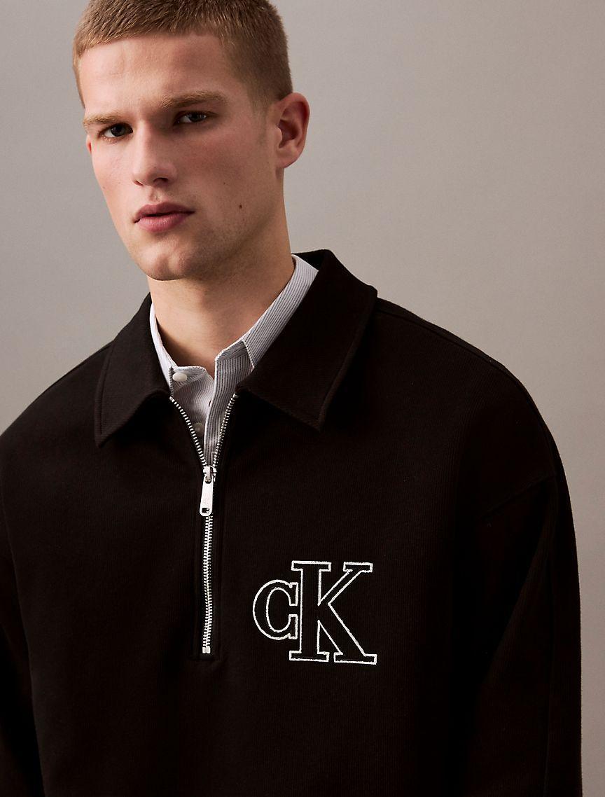 Varsity Monogram Logo Quarter Zip Sweatshirt Product Image