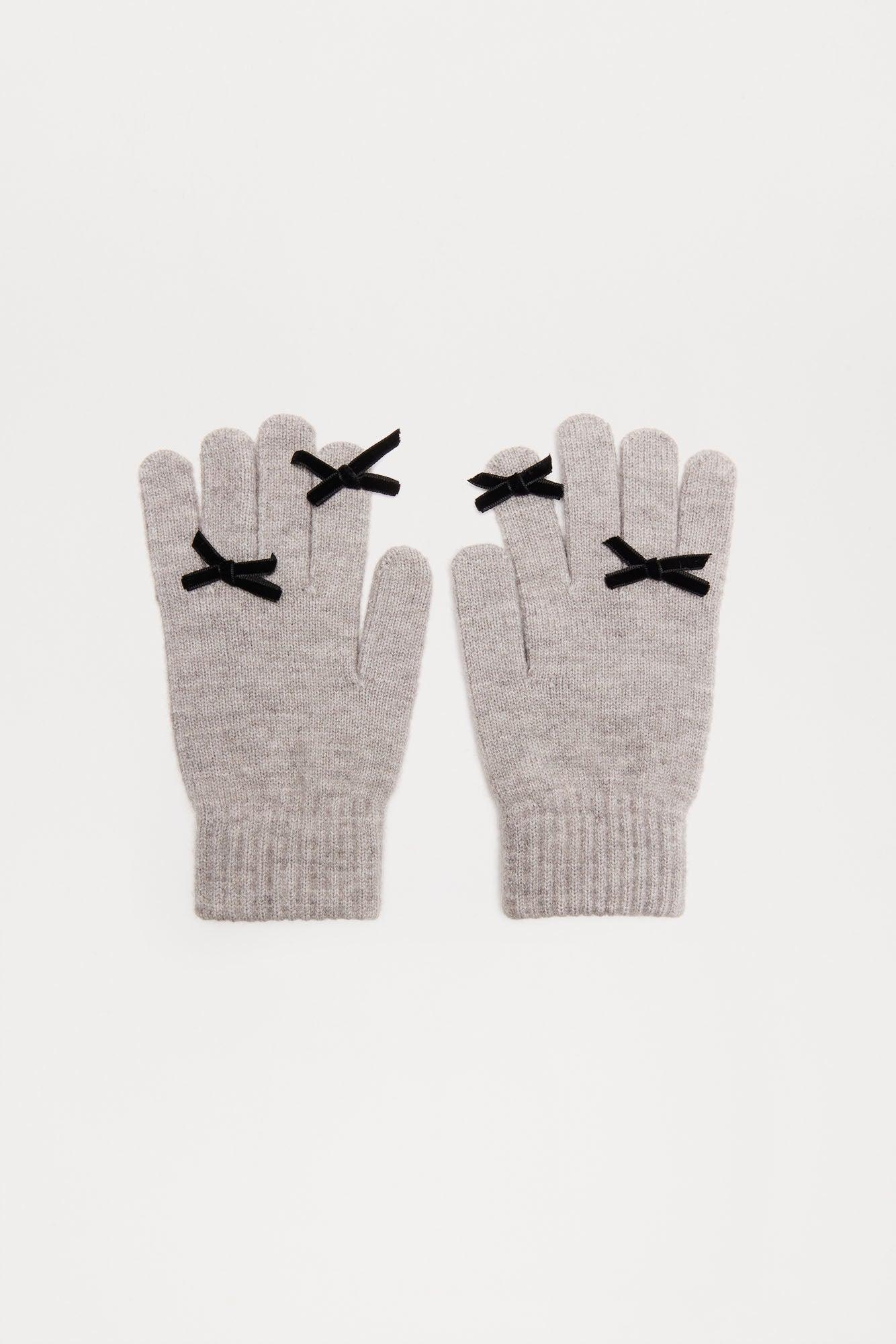 Looking Cute And Cozy Gloves - Grey/Black Product Image