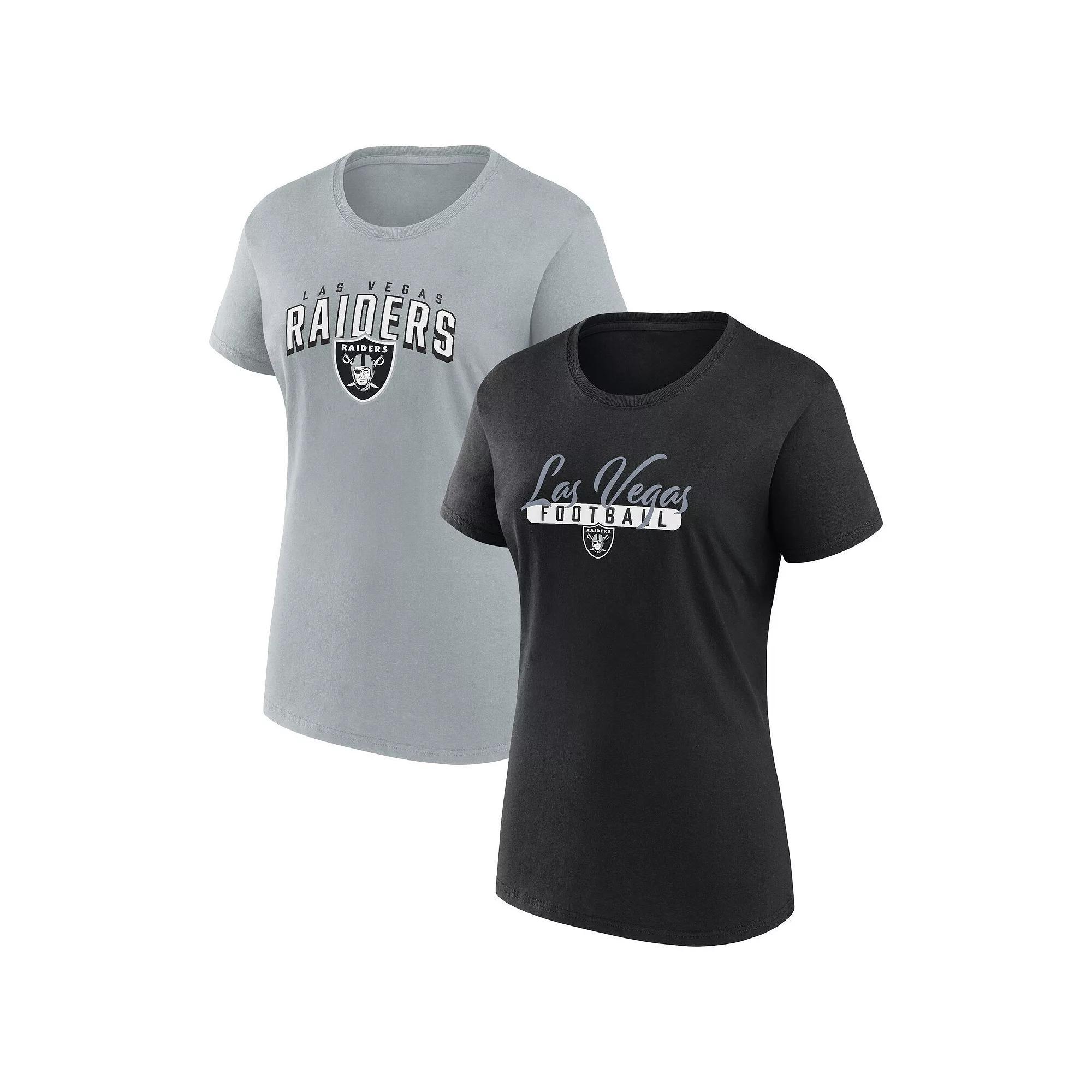 Women's Fanatics Branded  Black/Gray Las Vegas Raiders Fan T-Shirt Combo Set, Size: XS, Lvr Black Product Image