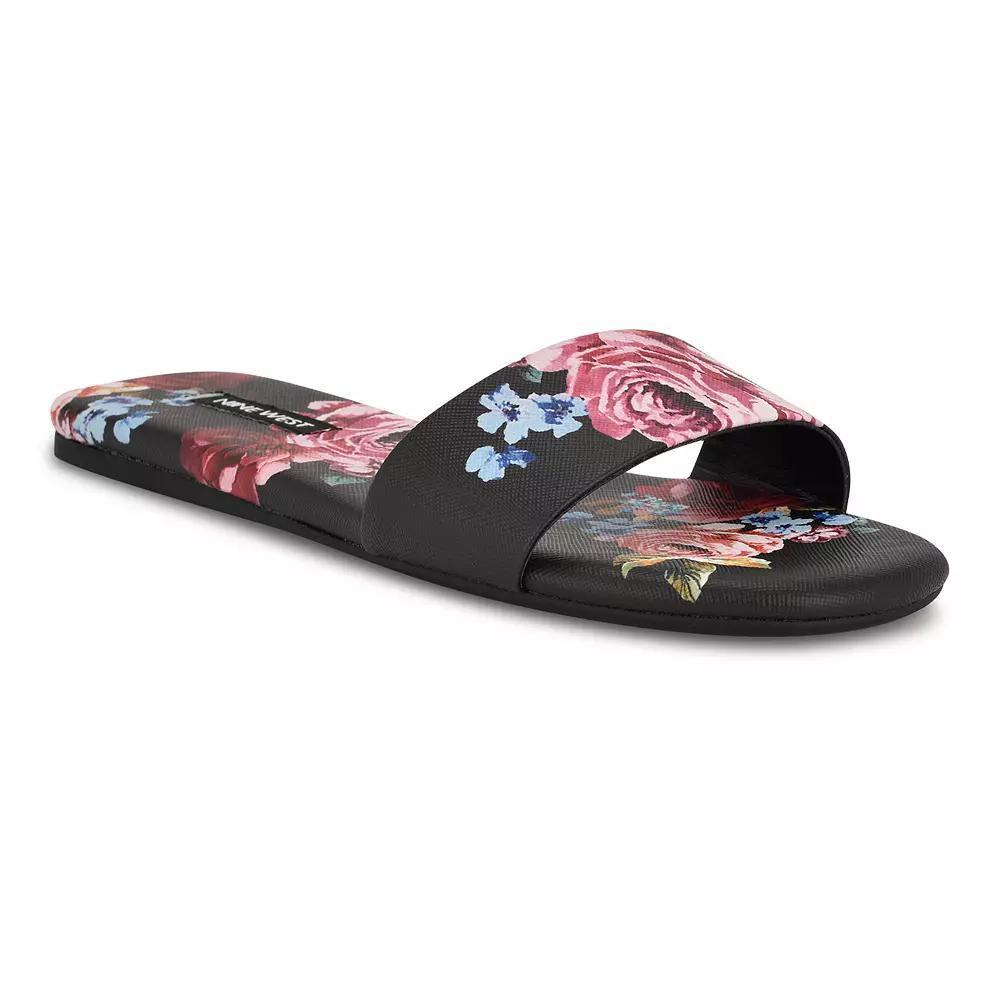 Nine West Lolipop Women's Slip-On Square Toe Flat Sandals, Size: 9, Black Team Product Image