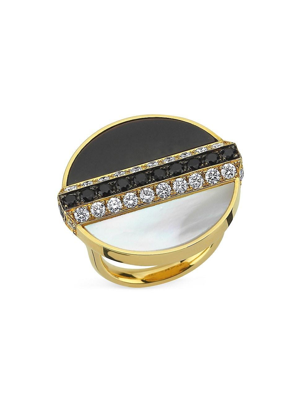 Womens Luna 18K Yellow Gold, Mother-Of-Pearl, & Diamond Ring Product Image