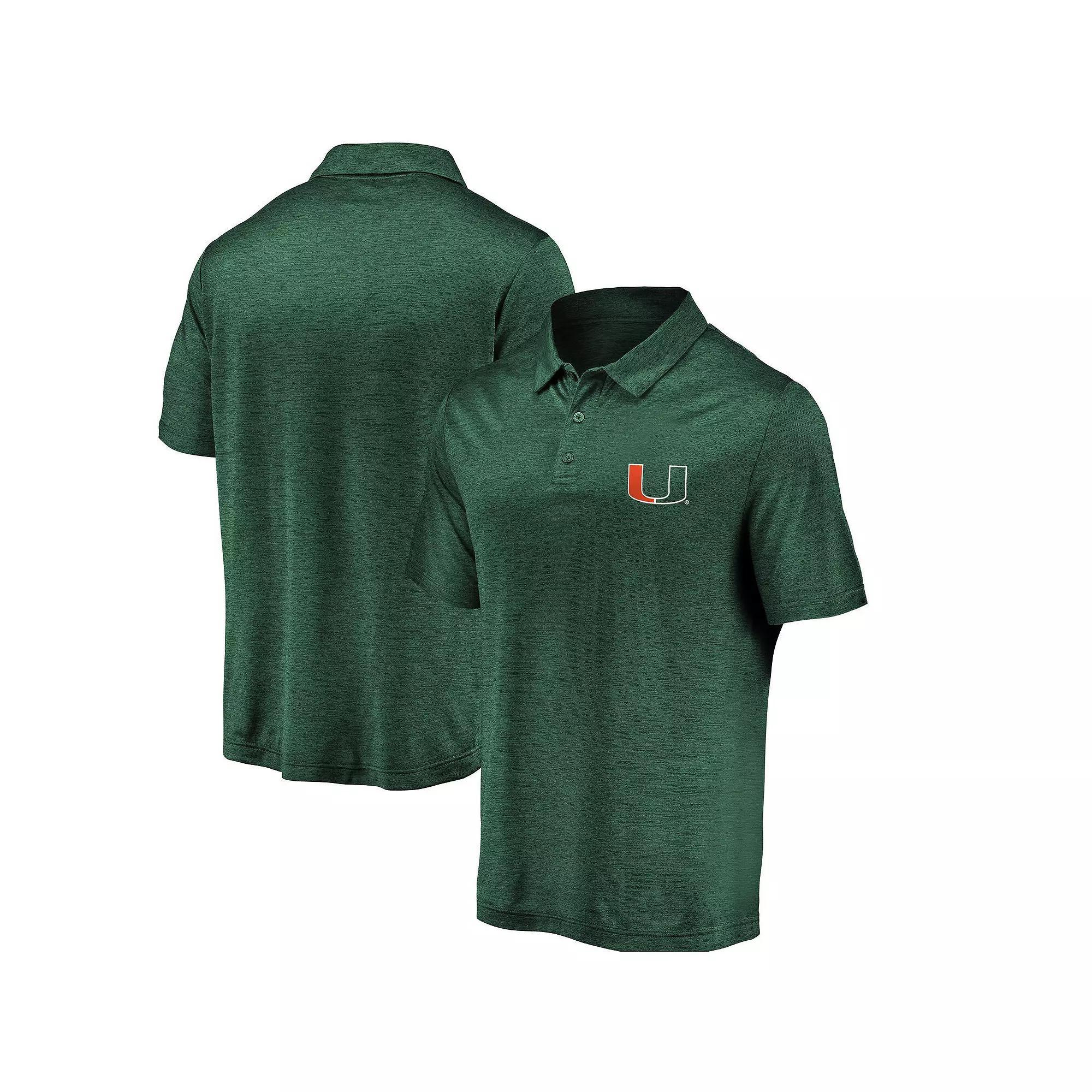 Men's Fanatics Branded Green Miami Hurricanes Primary Logo Striated Polo,  Product Image