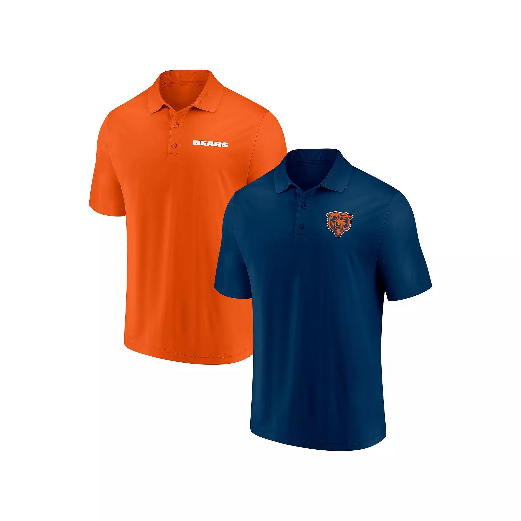 Men's Fanatics Branded Navy/Orange Chicago Bears Dueling Two-Pack Polo Set, Size: Small, Blue Product Image