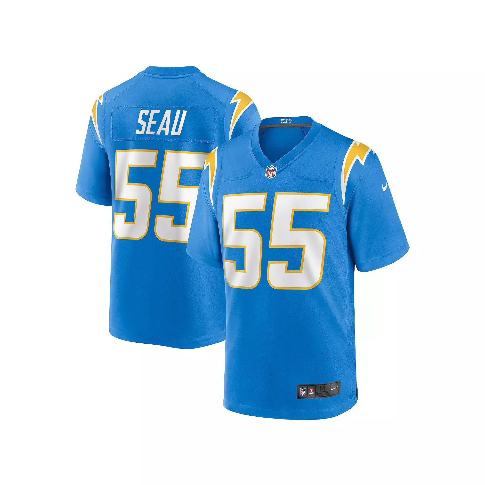 Men's Nike Junior Seau Powder Blue Los Angeles Chargers Game Retired Player Jersey, Size: 5XL, Light Product Image