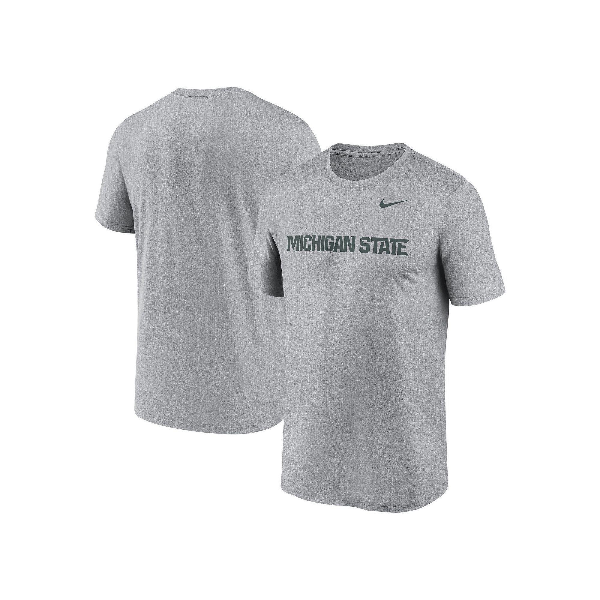 Men's Nike Heather Gray Michigan State Spartans Primetime Legend Wordmark T-Shirt,  Product Image