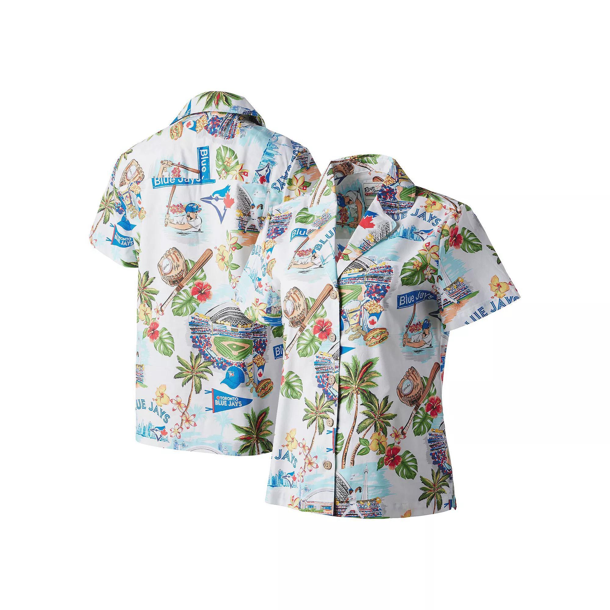 Women's Reyn Spooner White Toronto Blue Jays Scenic Camp Button-Up Shirt, Size: Small, Jay White Product Image