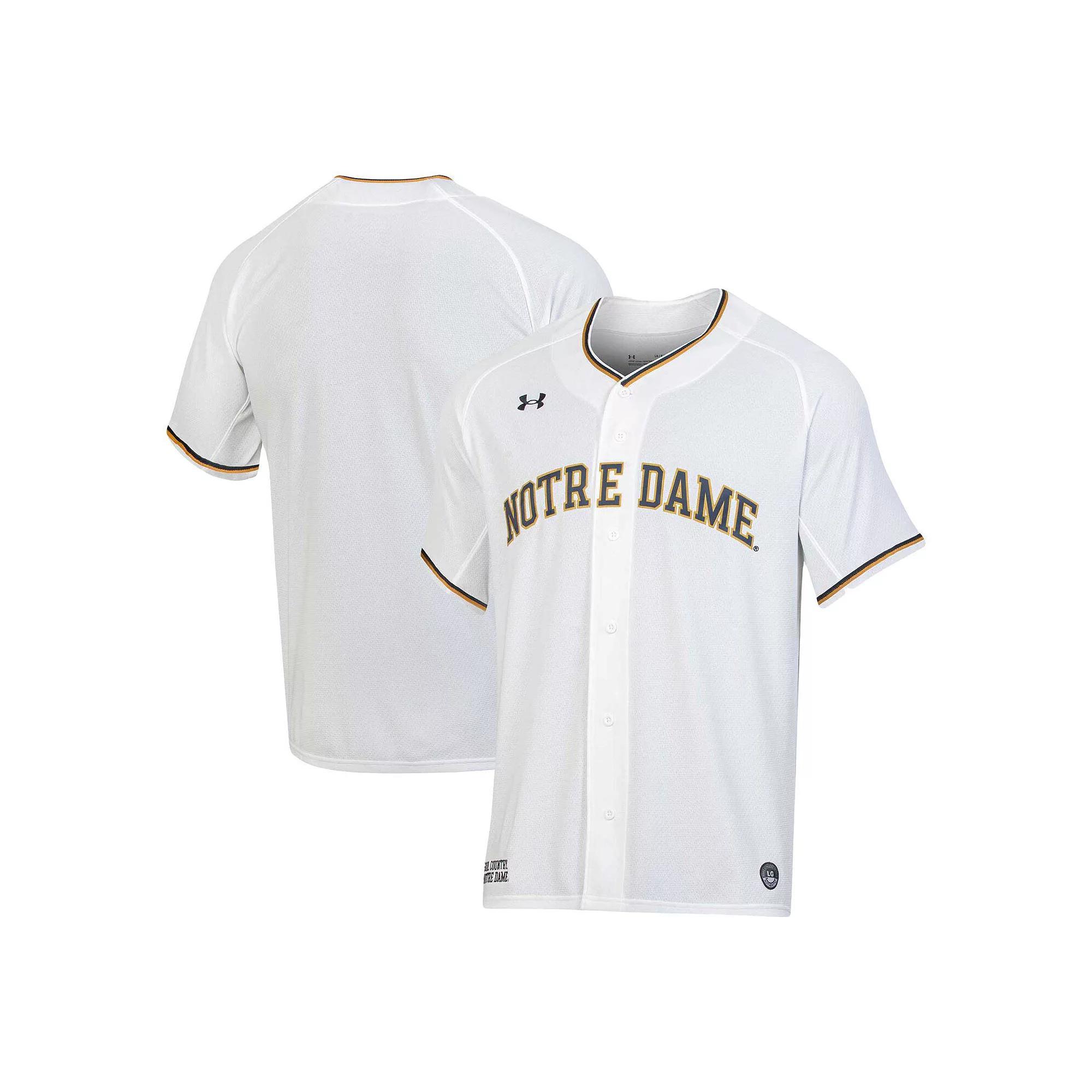 Men's Under Armour White Notre Dame Fighting Irish Replica Baseball Jersey,  Product Image