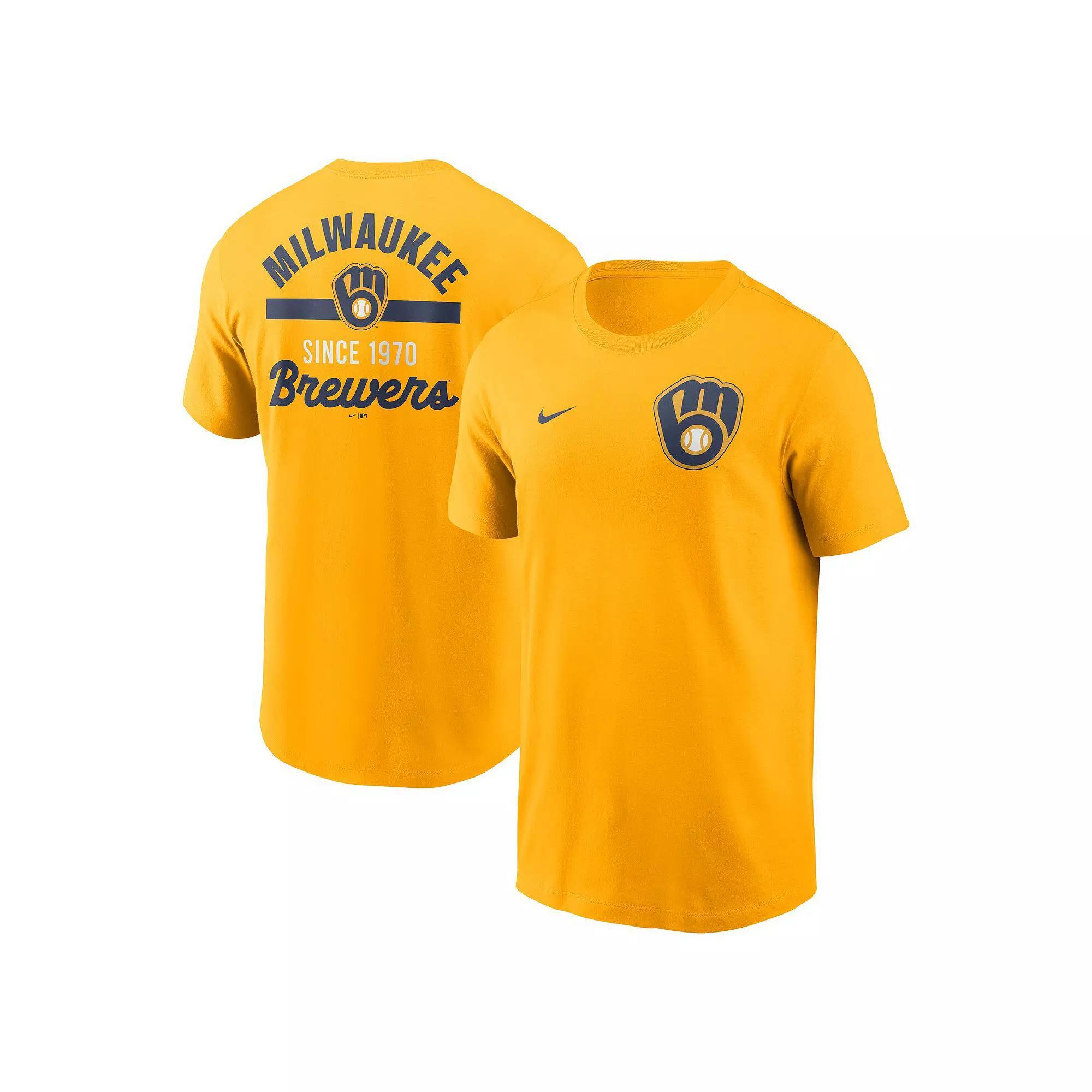 Men's Nike Gold Milwaukee Brewers 2-Hit T-Shirt,  Product Image
