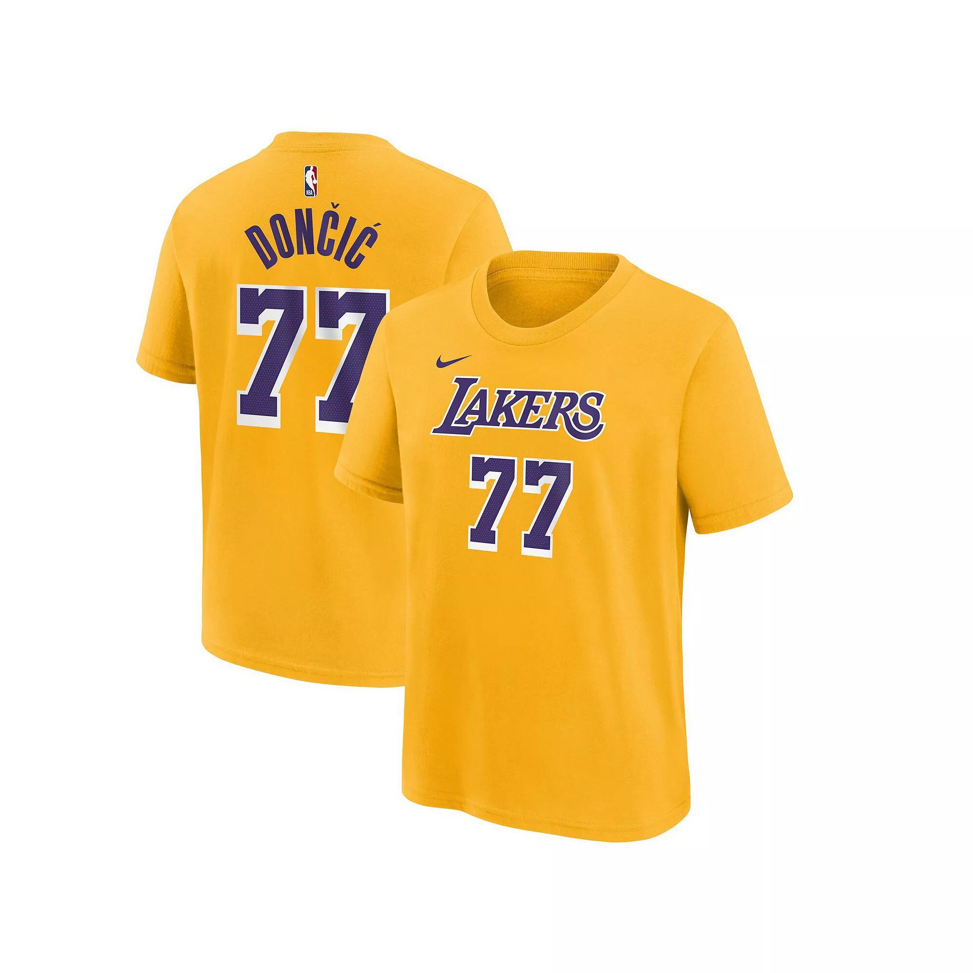 Men's Nike Luka Don i Gold Los Angeles Lakers Icon Edition Name & Number T-Shirt,  Product Image