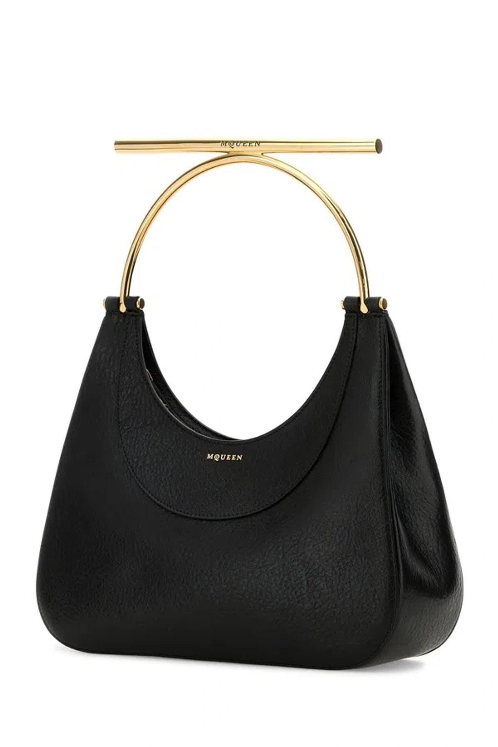 ALEXANDER MCQUEEN Black Leather Cross-bar Handbag Product Image