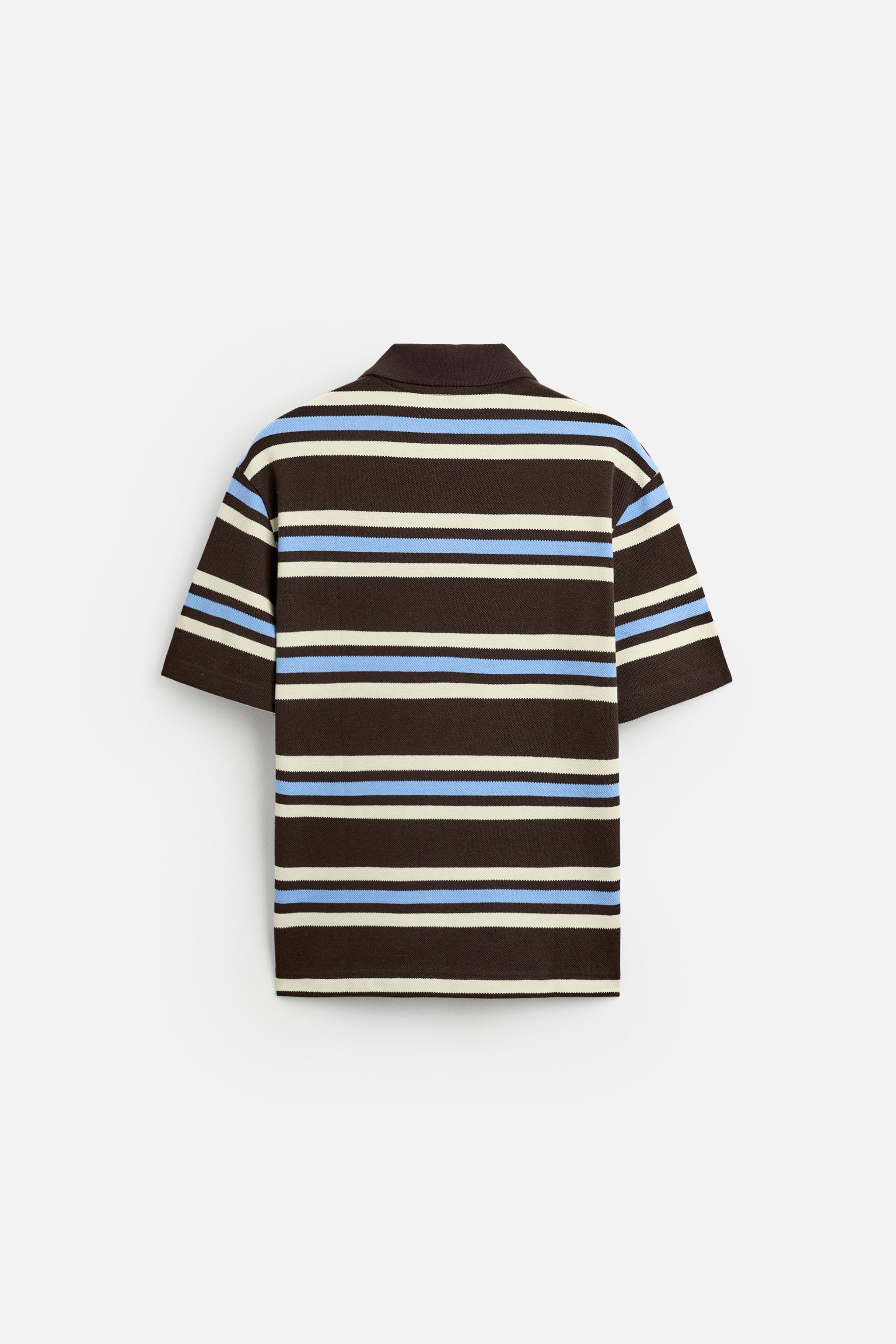 PIQUÉ TEXTURED STRIPED POLO SHIRT Product Image