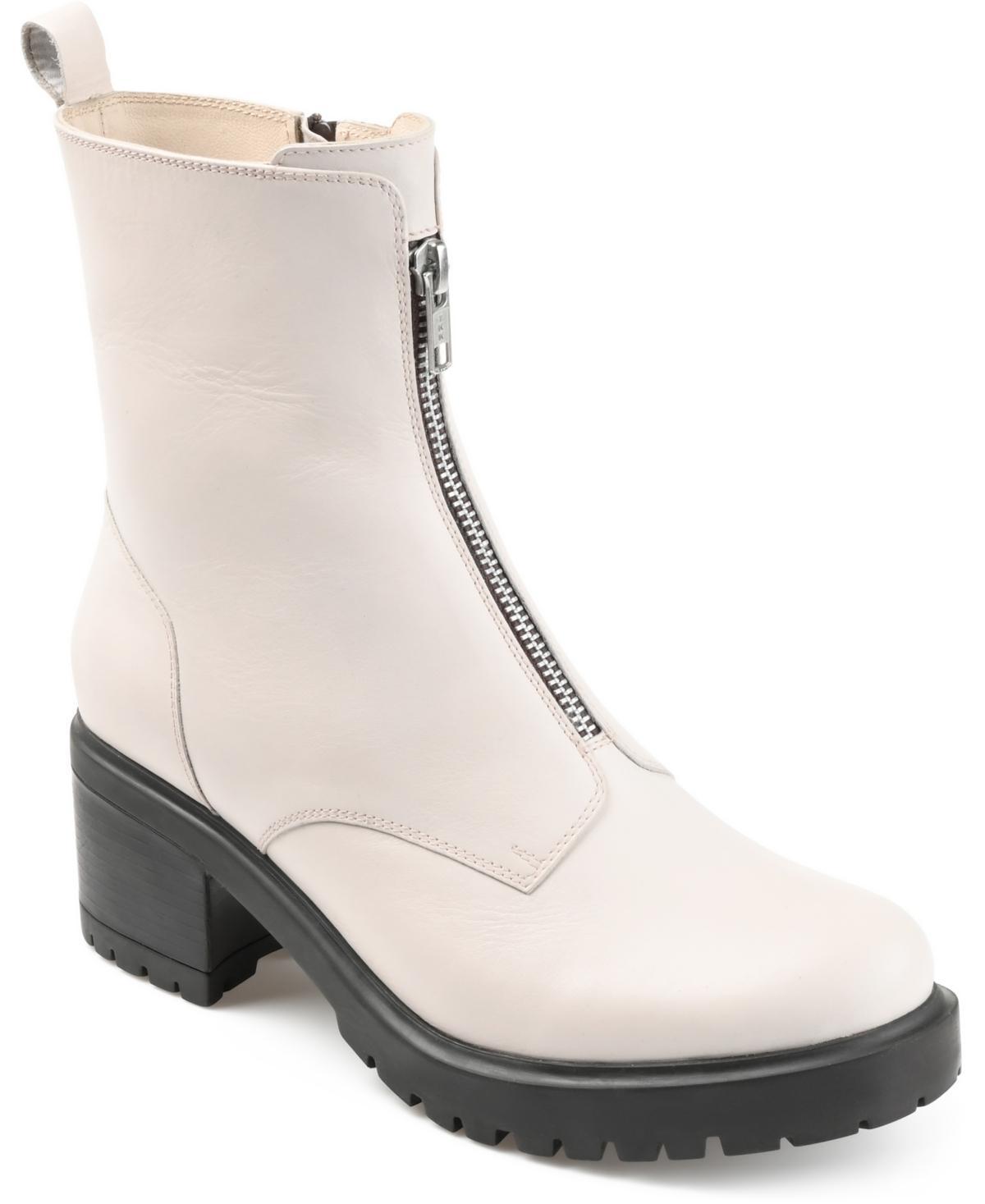 Journee Signature Norrah Tru Comfort Foam Womens Leather Ankle Boots Ivory Product Image