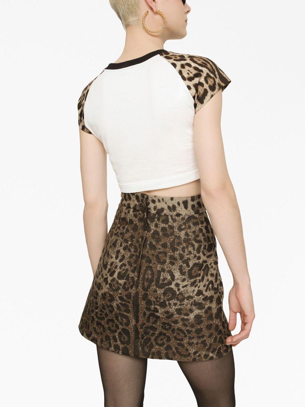 leopard-print stretch-cotton cropped T-shirt Product Image