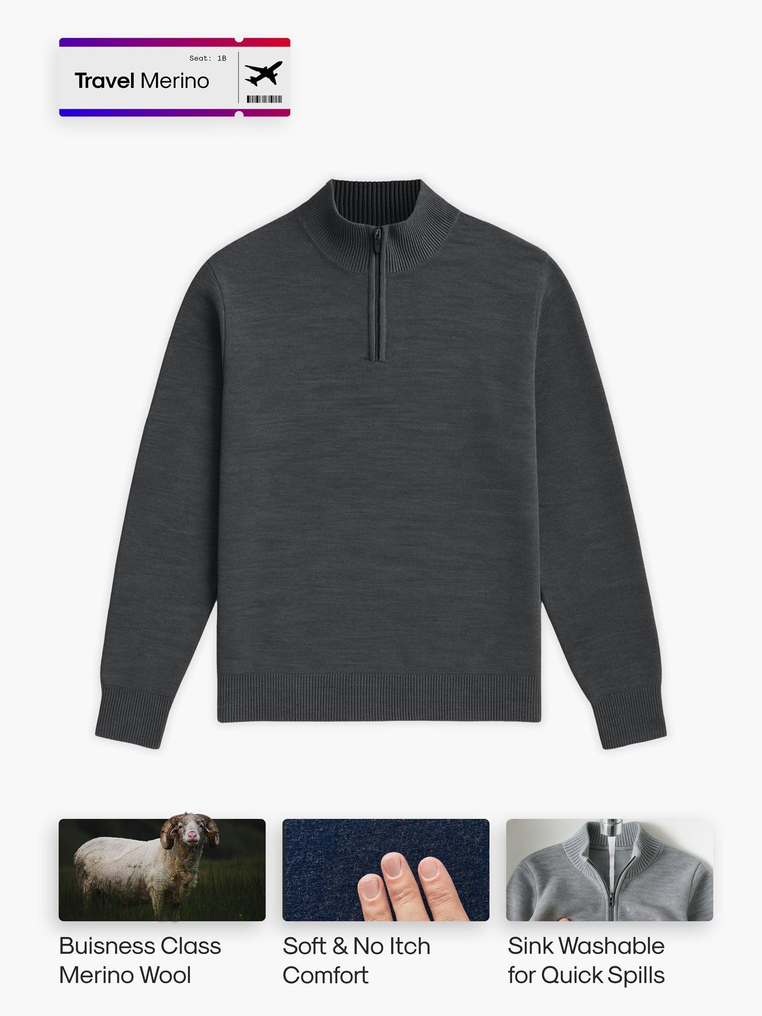 Men's Travel Merino 1/4 Zip - Denim Blue Product Image