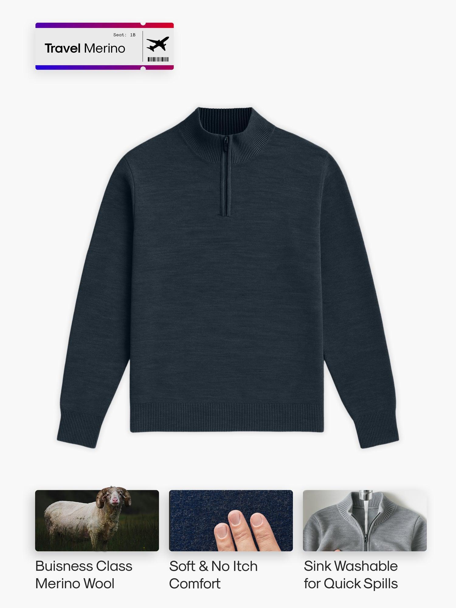 Men's Travel Merino 1/4 Zip - Merlot Product Image