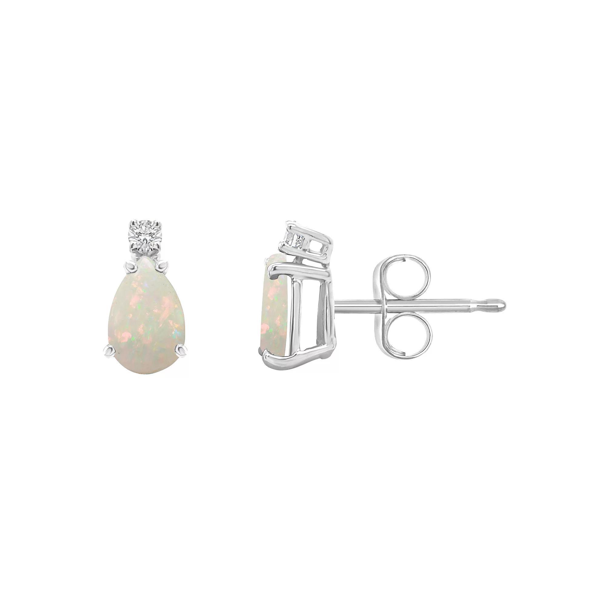 Celebration Gems 14k White Gold Gemstone & Diamond Accent Stud Earrings, Women's Product Image