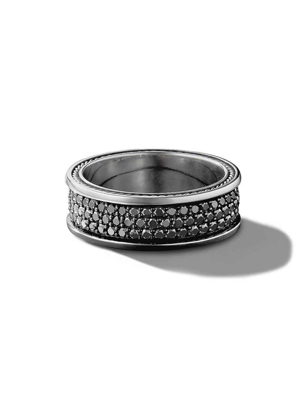 Mens Streamline Three Row Band Ring in Sterling Silver Product Image