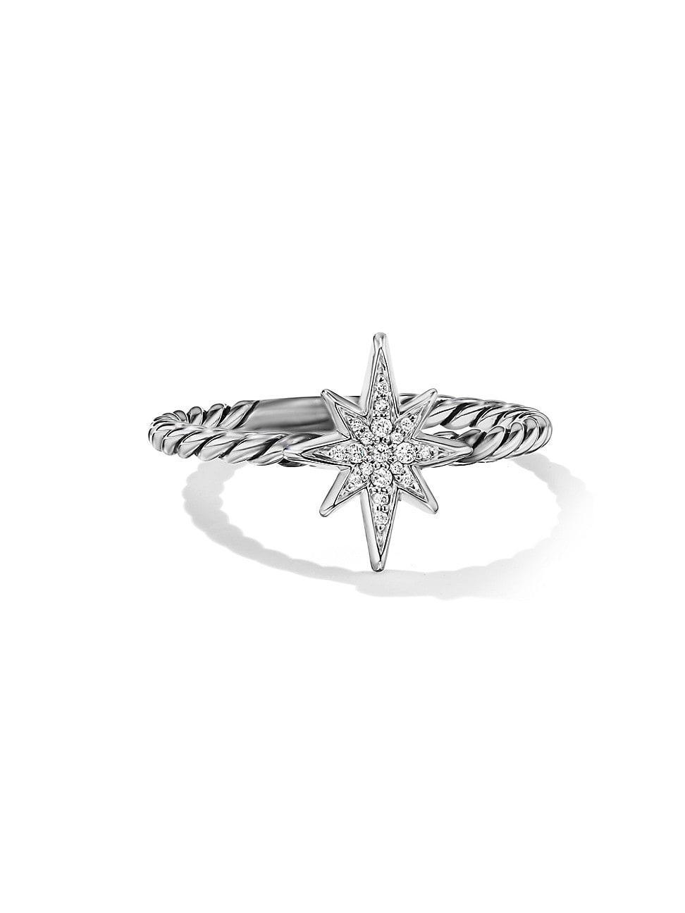 David Yurman Sterling Silver Cable Collectibles North Star Stacking Ring with Diamonds Product Image