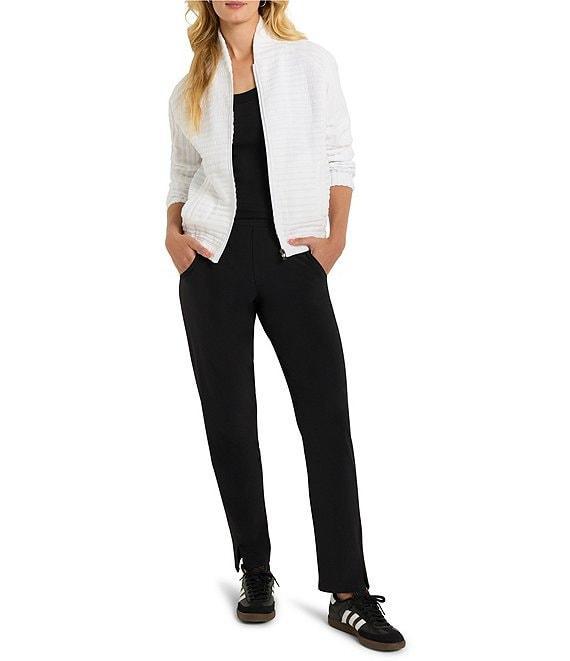 NIC + ZOE Textured Stripe Stand Collar Long Sleeve Zip Front Jacket Product Image