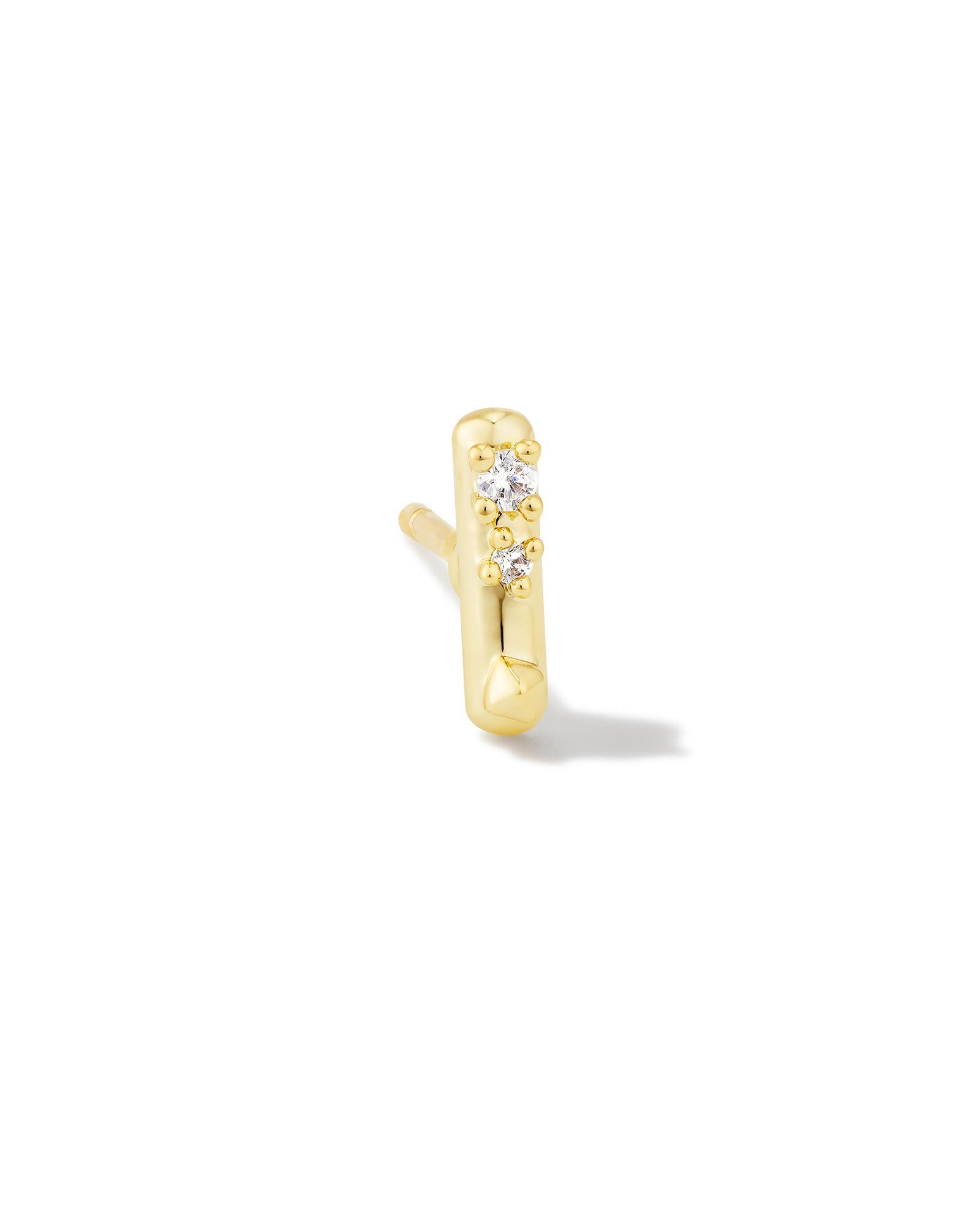 Austin Gold Single Stud Earring in White CZ Product Image