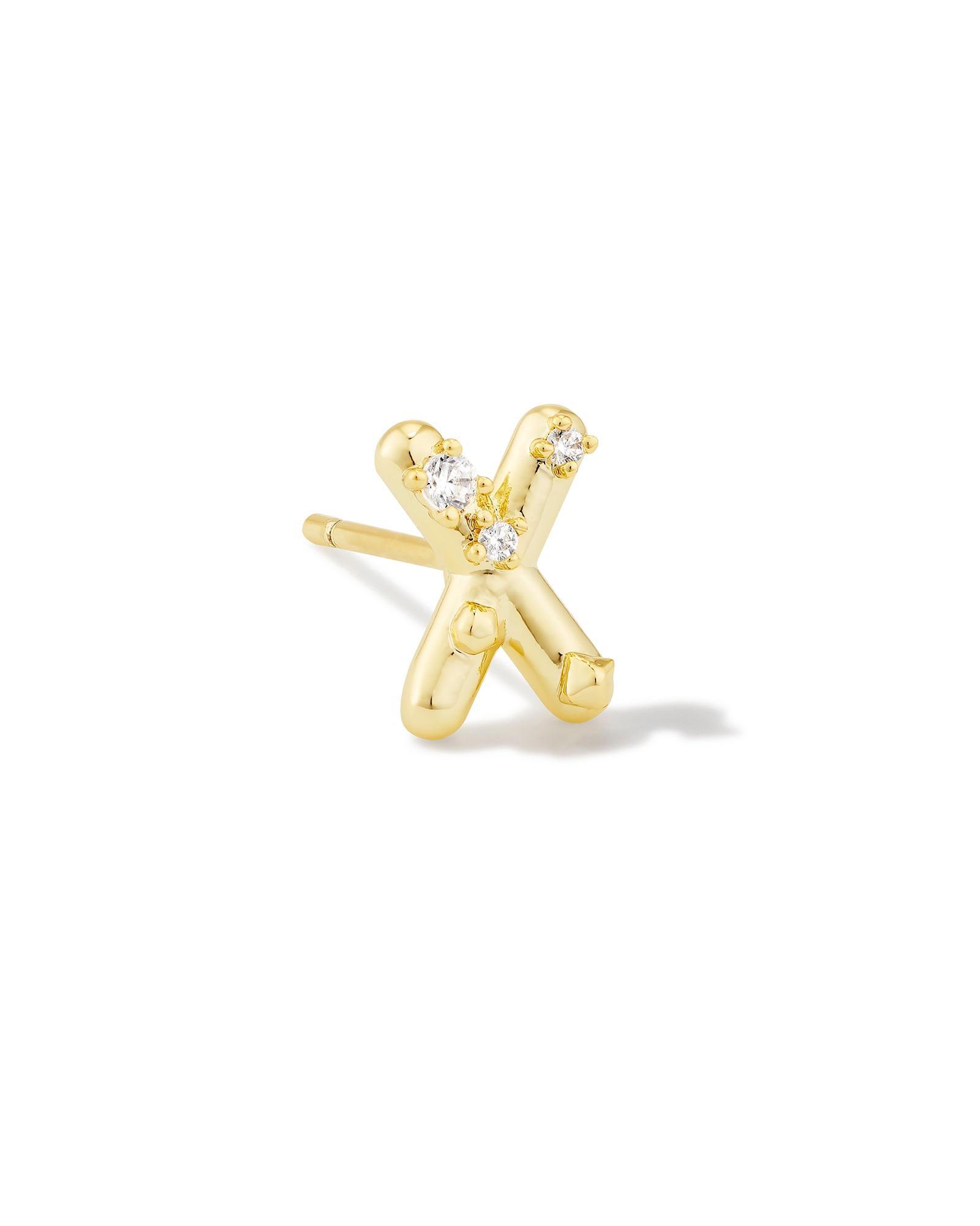 Austin Gold Single Stud Earring in White CZ Product Image