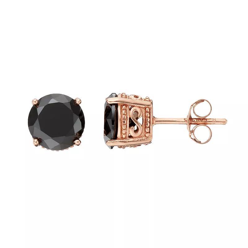 Sophie Miller 14k Gold Plated Black Cubic Zirconia Stud Earrings, Womens Product Image