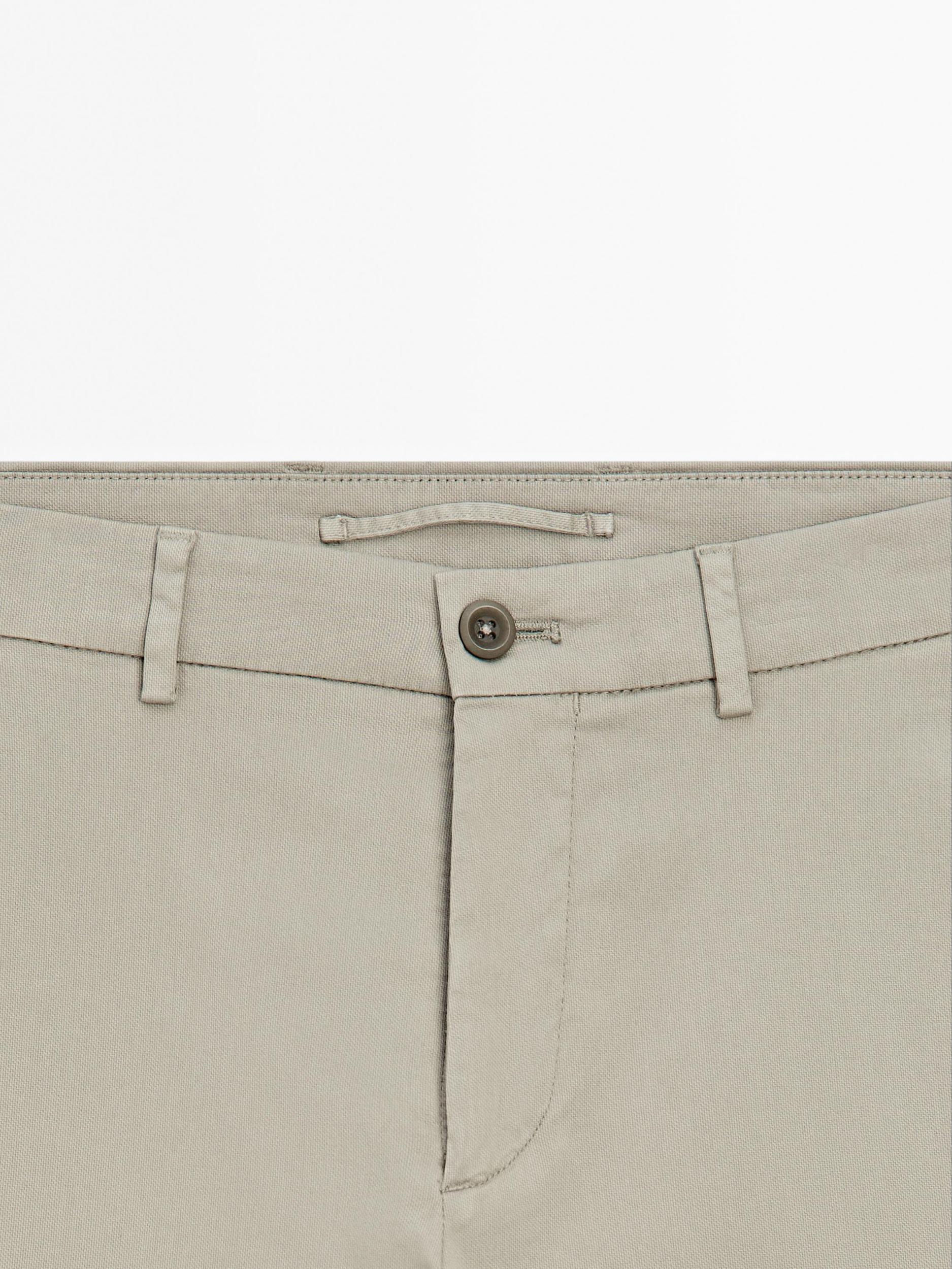 Cotton blend slim fit trousers Product Image