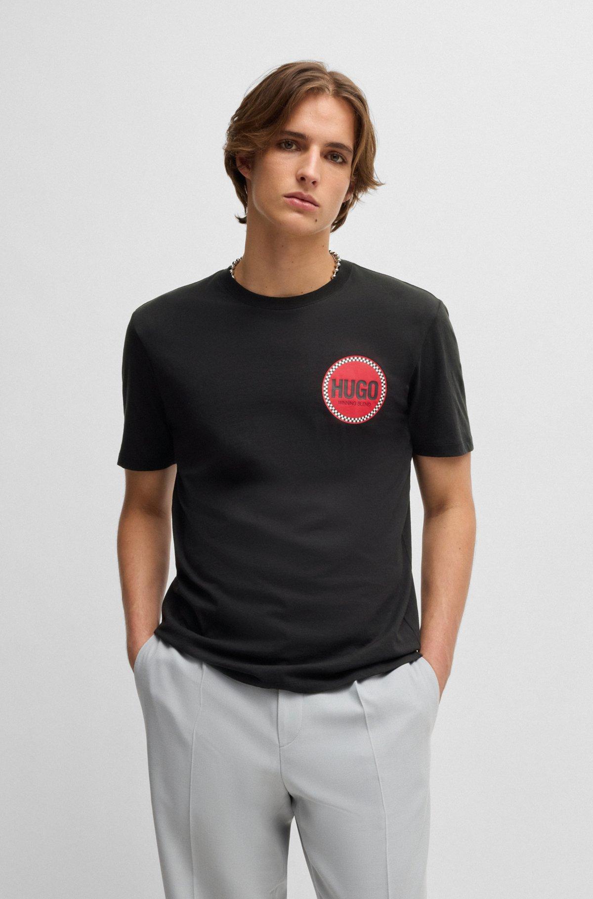 Cotton-jersey T-shirt with racing logo print Product Image