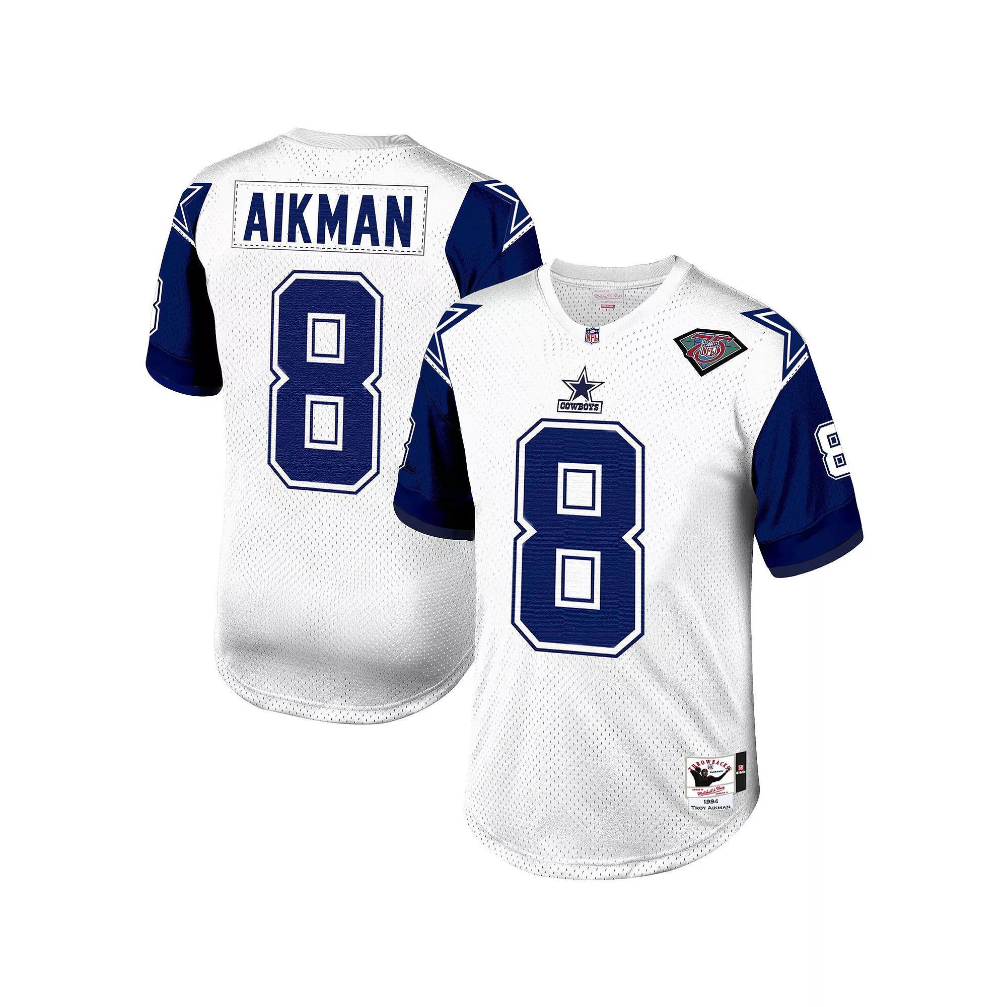Men's Mitchell & Ness Troy Aikman White/Navy Dallas Cowboys 1994 Authentic Retired Player Jersey, Size: 60 Product Image