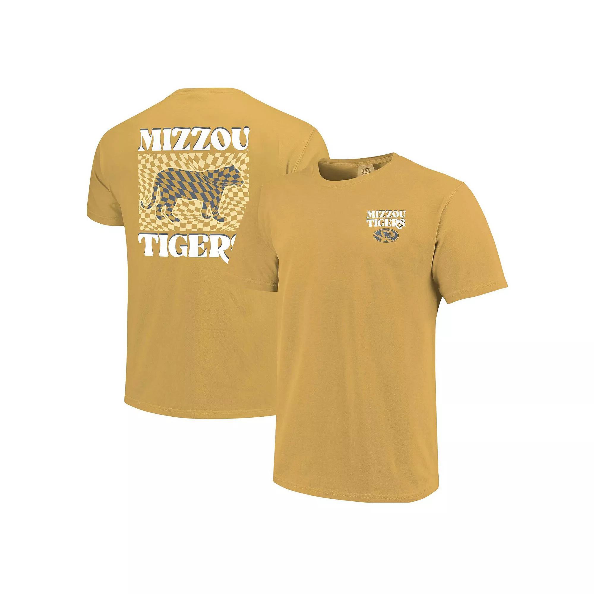 Women's Gold Missouri Tigers Comfort Colors Checkered Mascot T-Shirt, Size: Medium Product Image