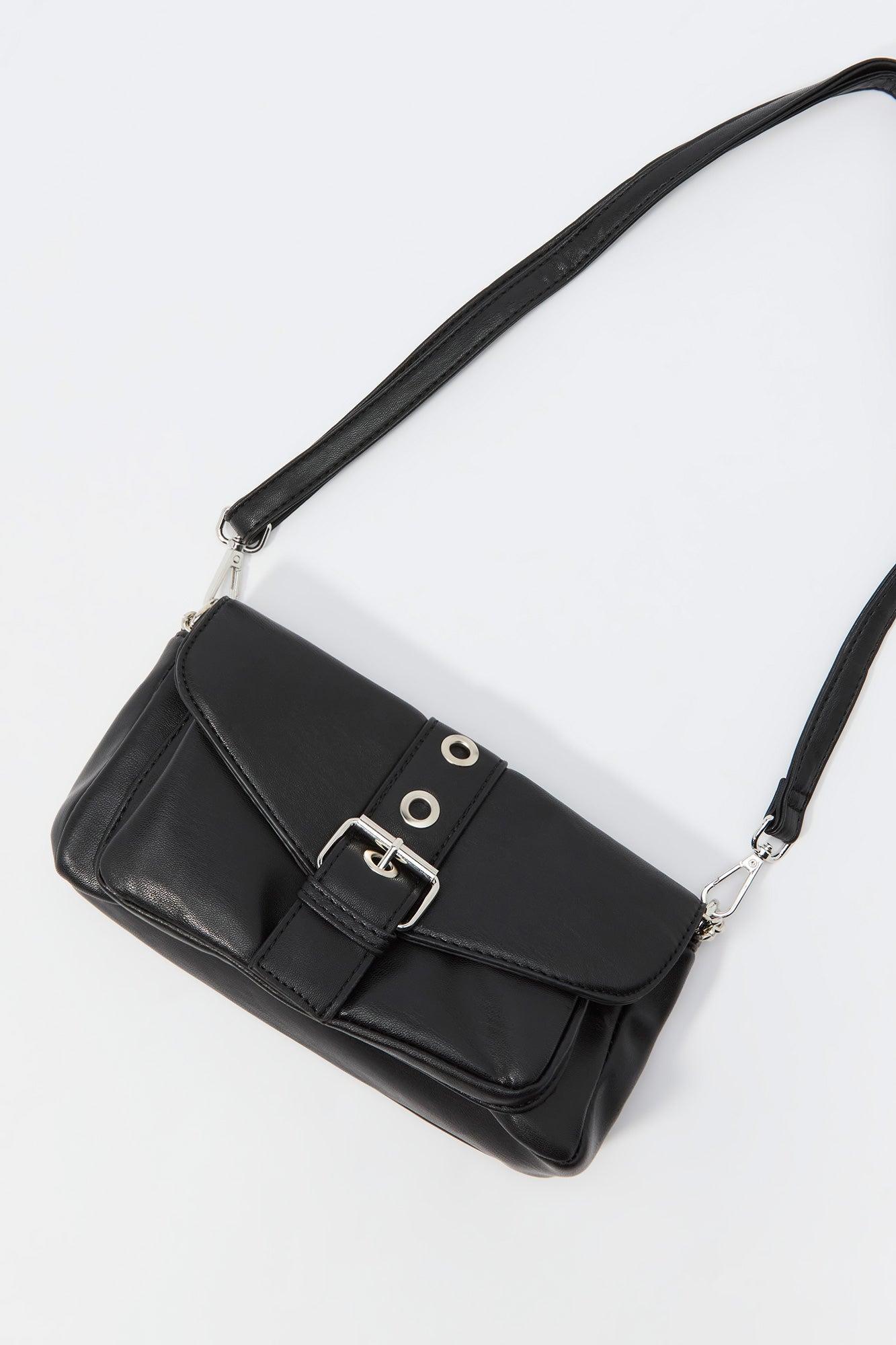 Convertible Strap Buckled Faux Leather Purse Female Product Image