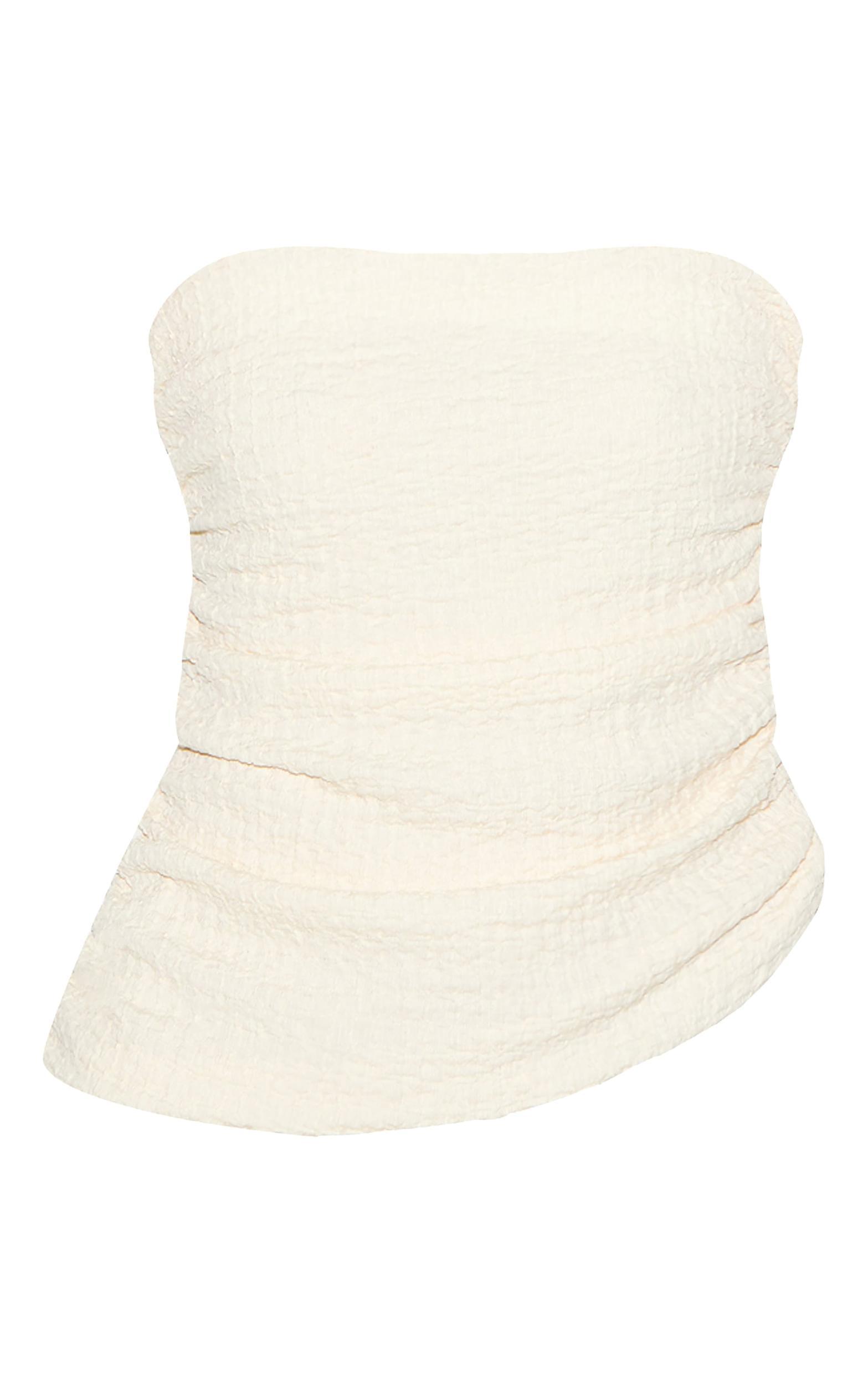 Cream Textured Double Layer Bandeau Top Product Image