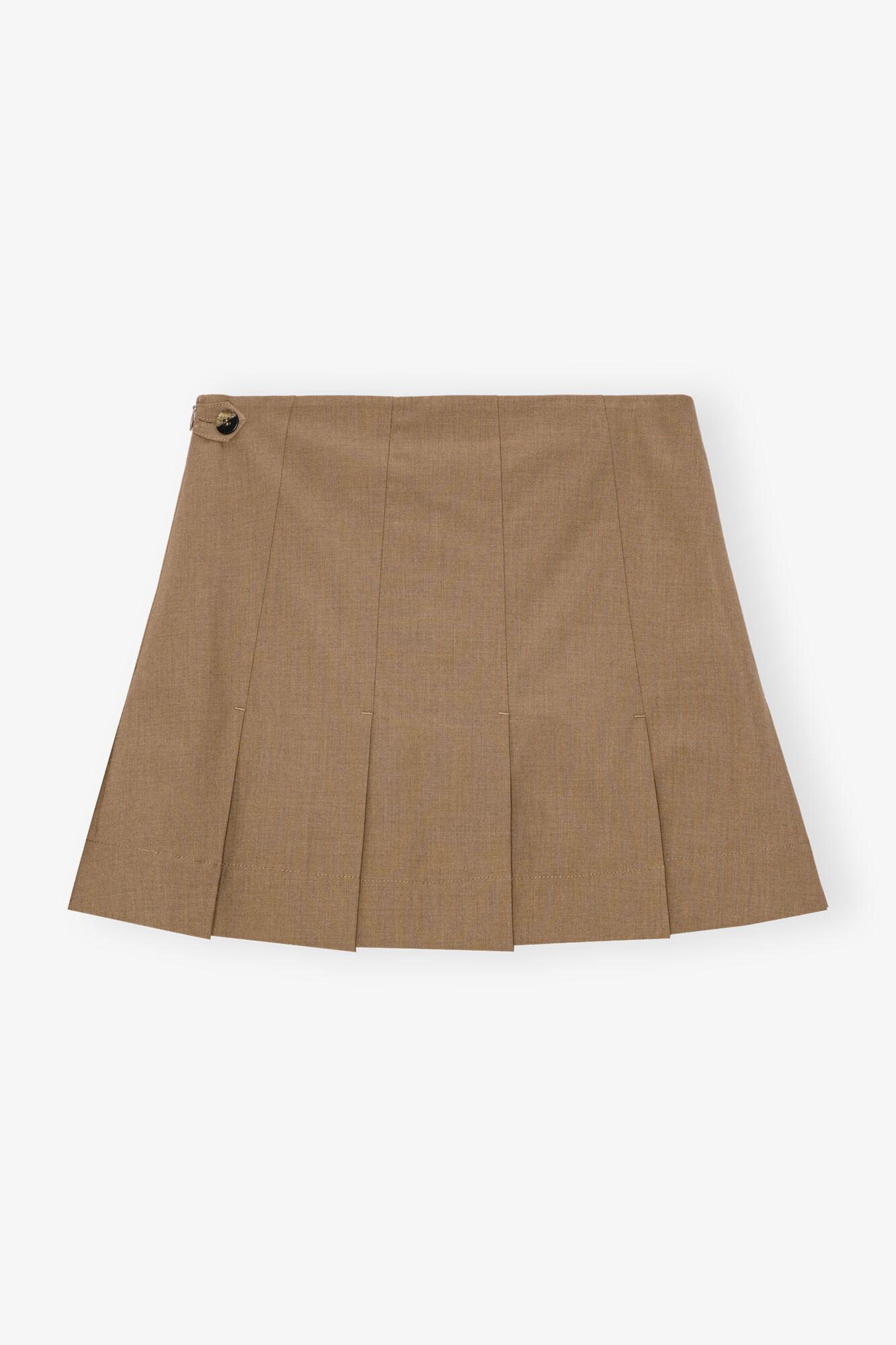 Brown Drapey Melange Mini Skirt Product Image