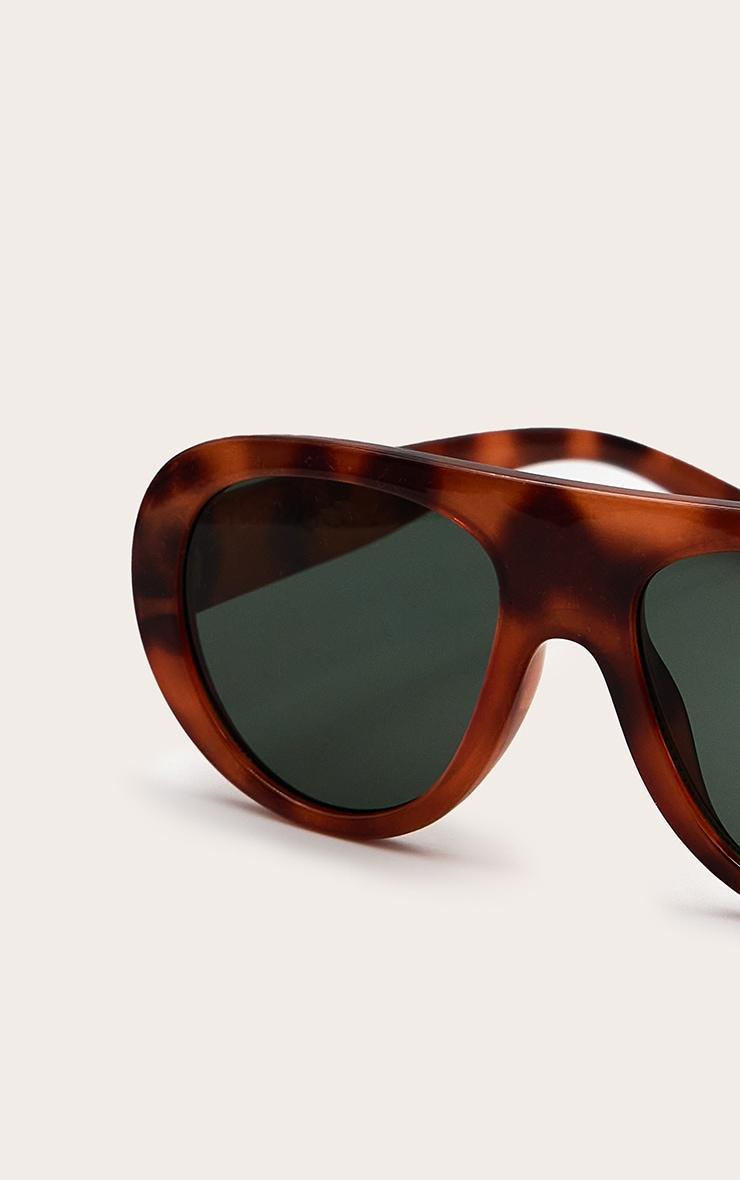 Honey Tortoiseshell Chunky Frame Aviator Sunglasses Product Image