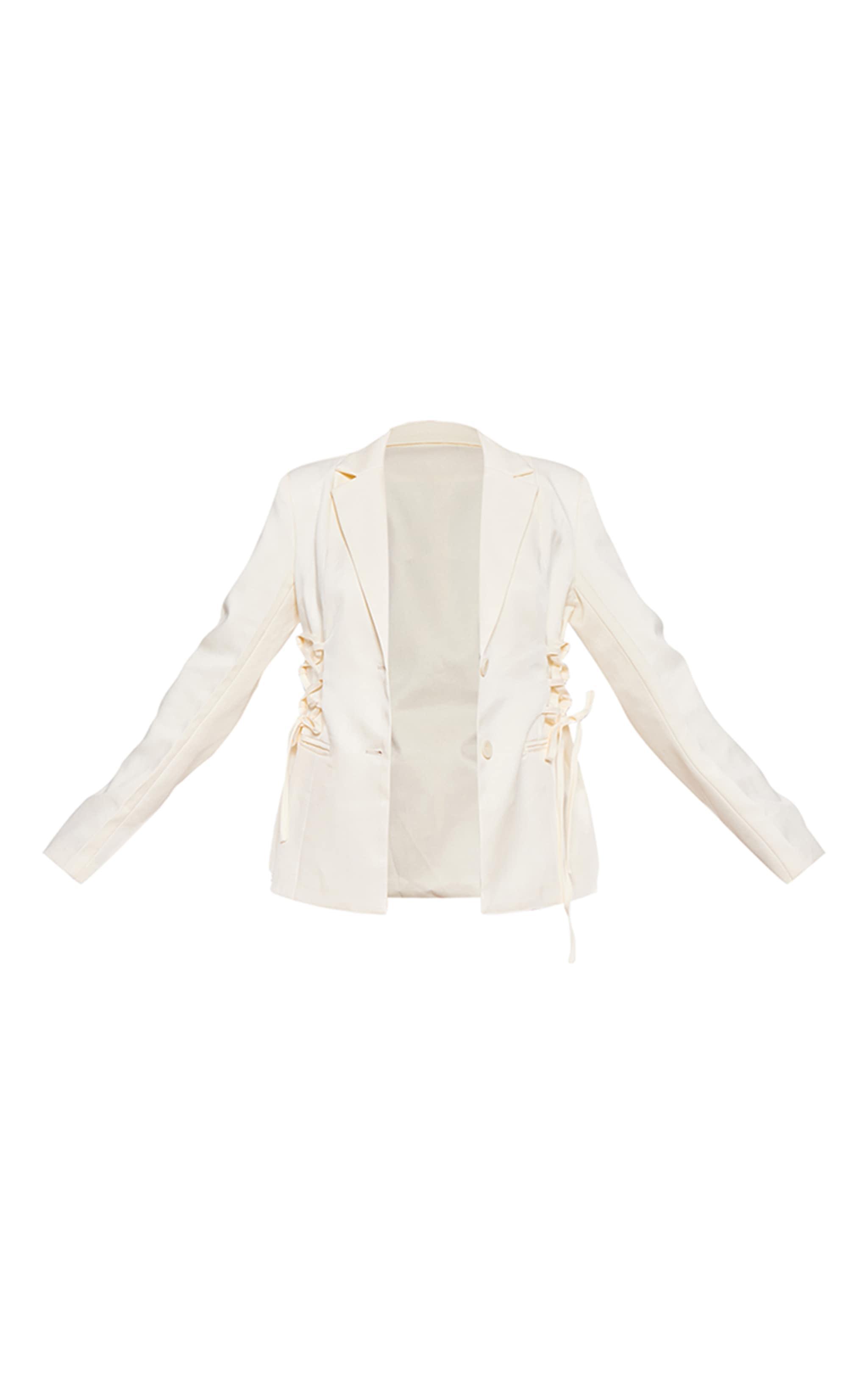 Cream Lace Up Waist Blazer Product Image