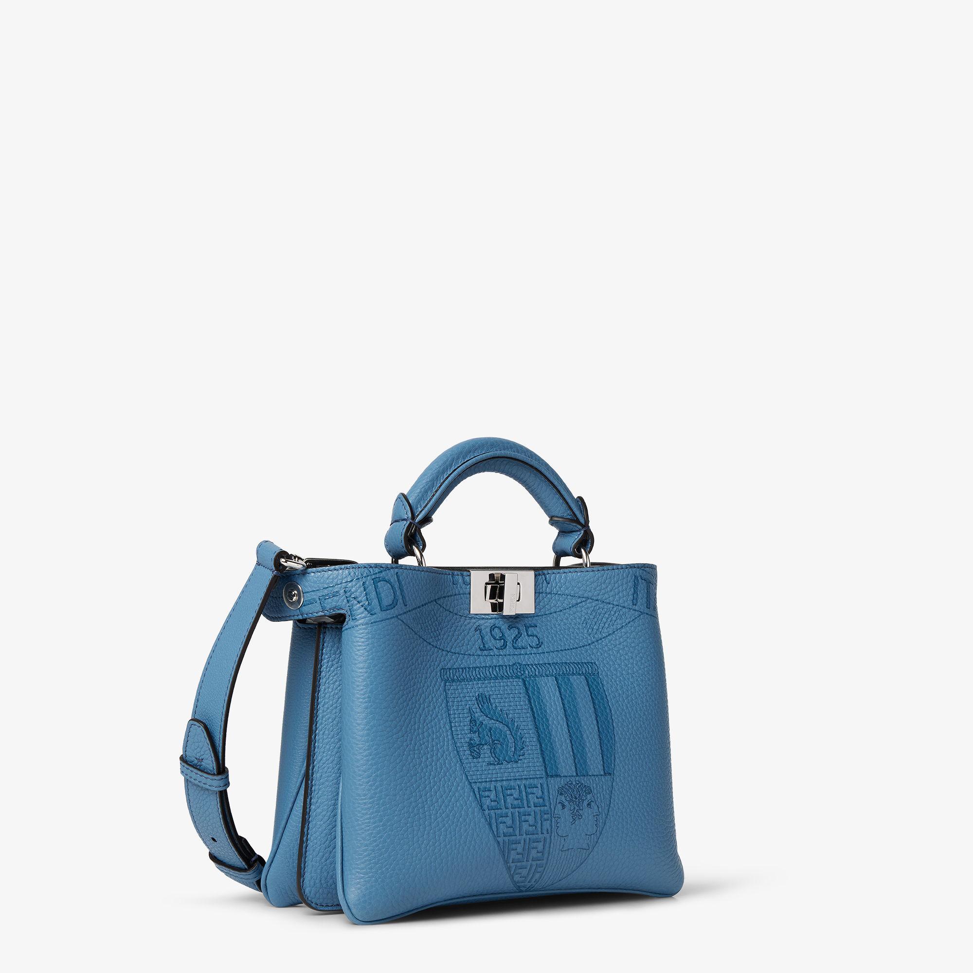 Peekaboo Soft SmallBlue leather bag with monochrome print Product Image