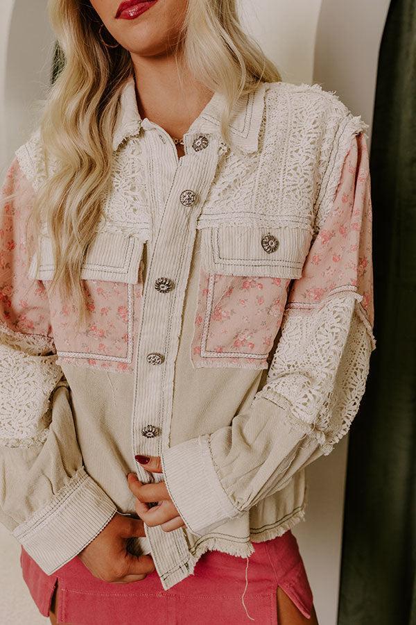 Boho Vibes Lightweight Chambray Jacket in Beige Product Image