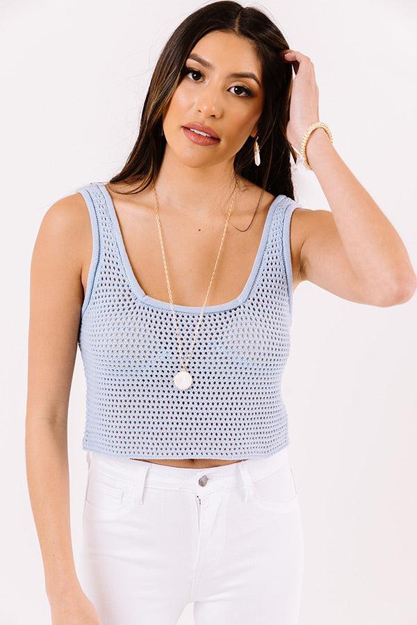 Beach Daydream Knit Crop Top In Sky Blue Product Image