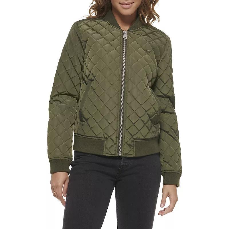 Women's Levi's® Diamond Quilted Bomber Jacket, Size: Large, Green Product Image