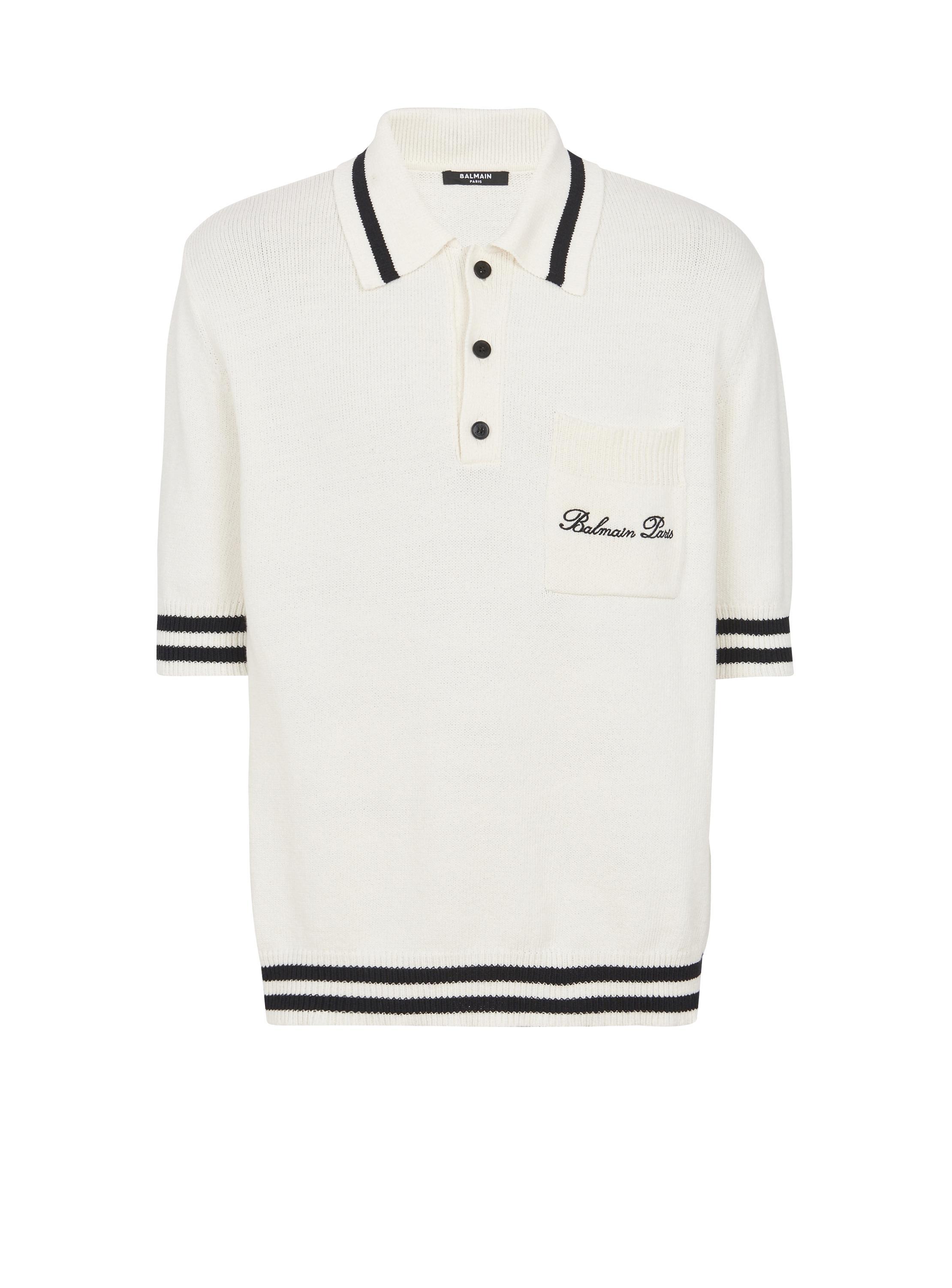 Wool polo shirt with Balmain Signature embroidery Product Image