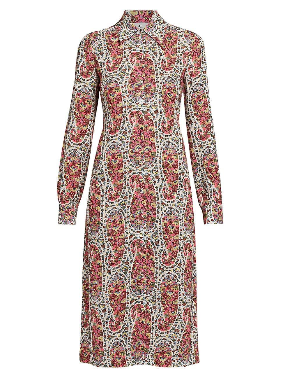 Womens Floral Paisley Midi-Shirtdress Product Image