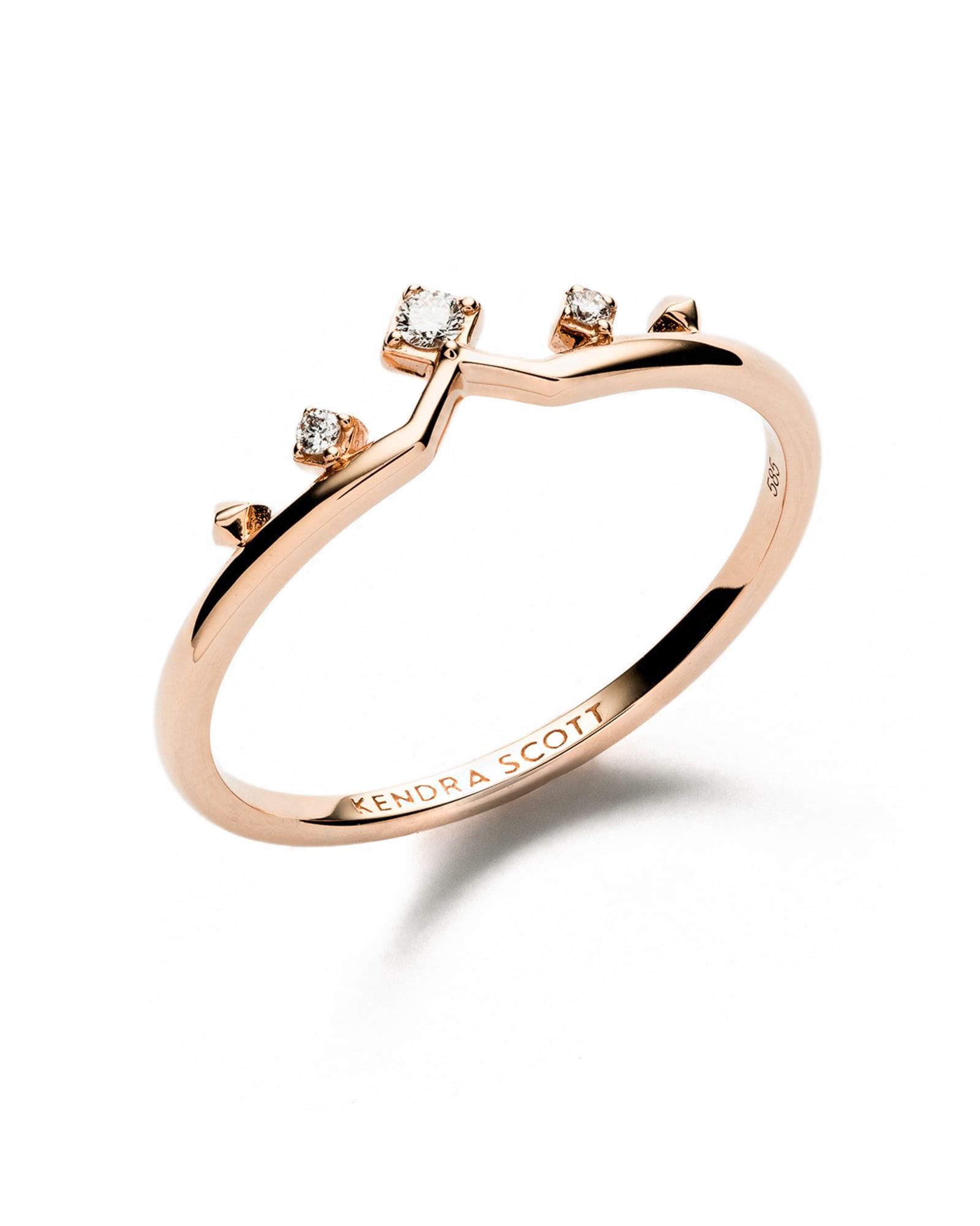 Michelle 14k Rose Gold Band Ring in White Diamond  Product Image