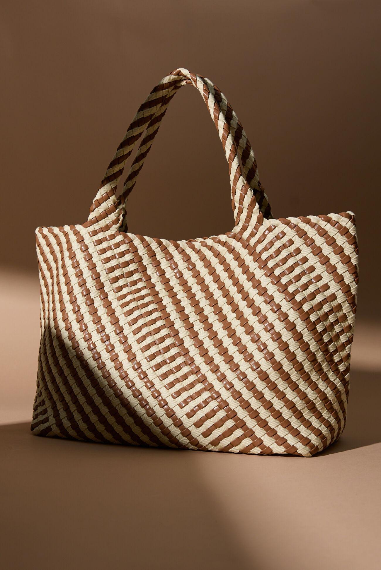 Woven Checkered Tote And Pouch Set Product Image